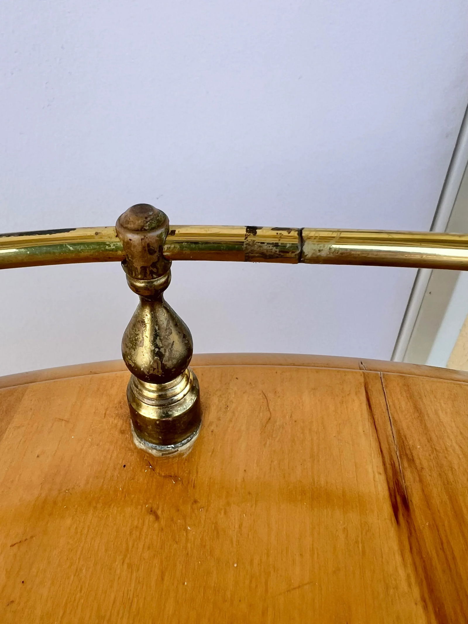 1960s Wooden Round Bar Cart on Wheels, Tea Cart - 7