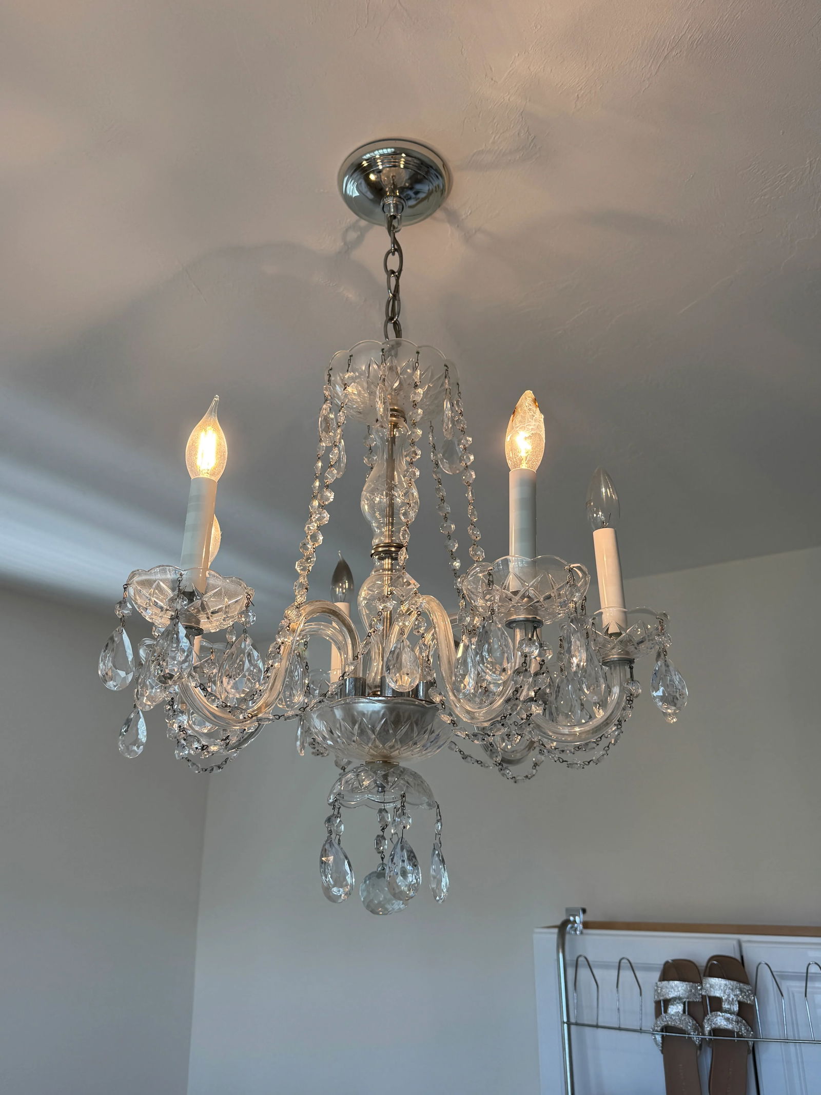 Vintage 1960s Crystal Chandelier - 6 Arm - 4