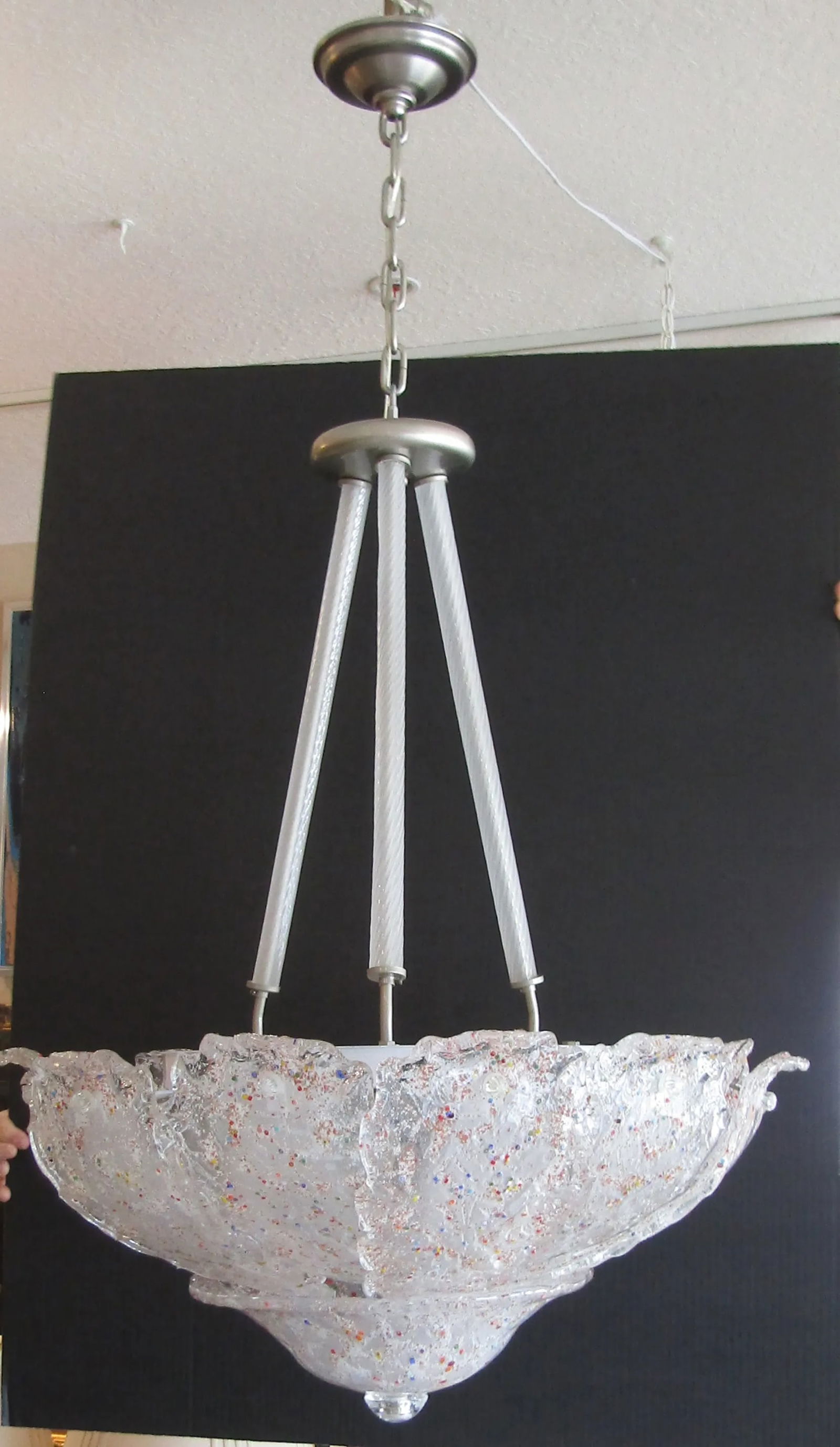 Large Vintage Italian Murano Glass Multi-Colored Murrine Leaf Chandelier - 2