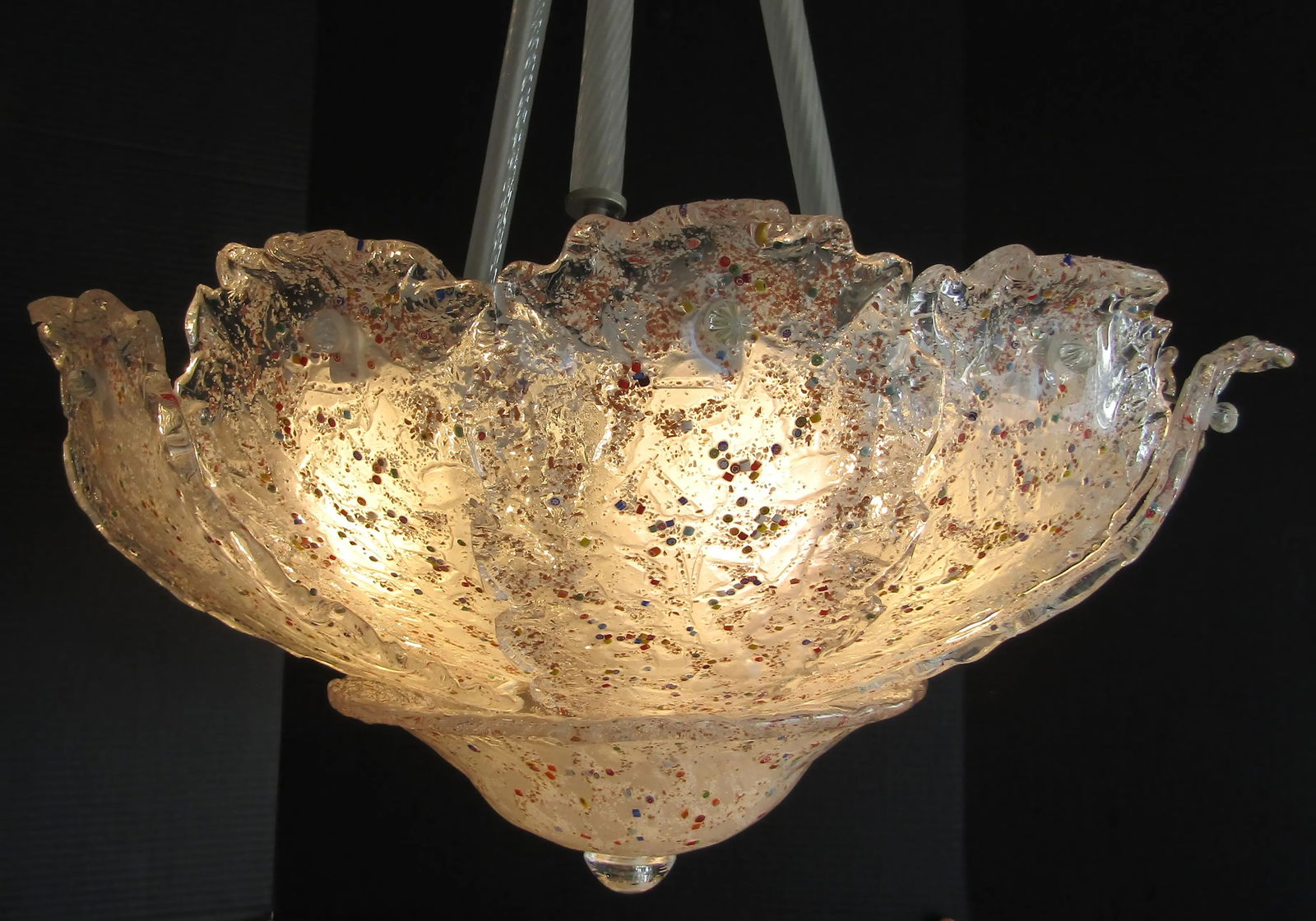 Large Vintage Italian Murano Glass Multi-Colored Murrine Leaf Chandelier - 7
