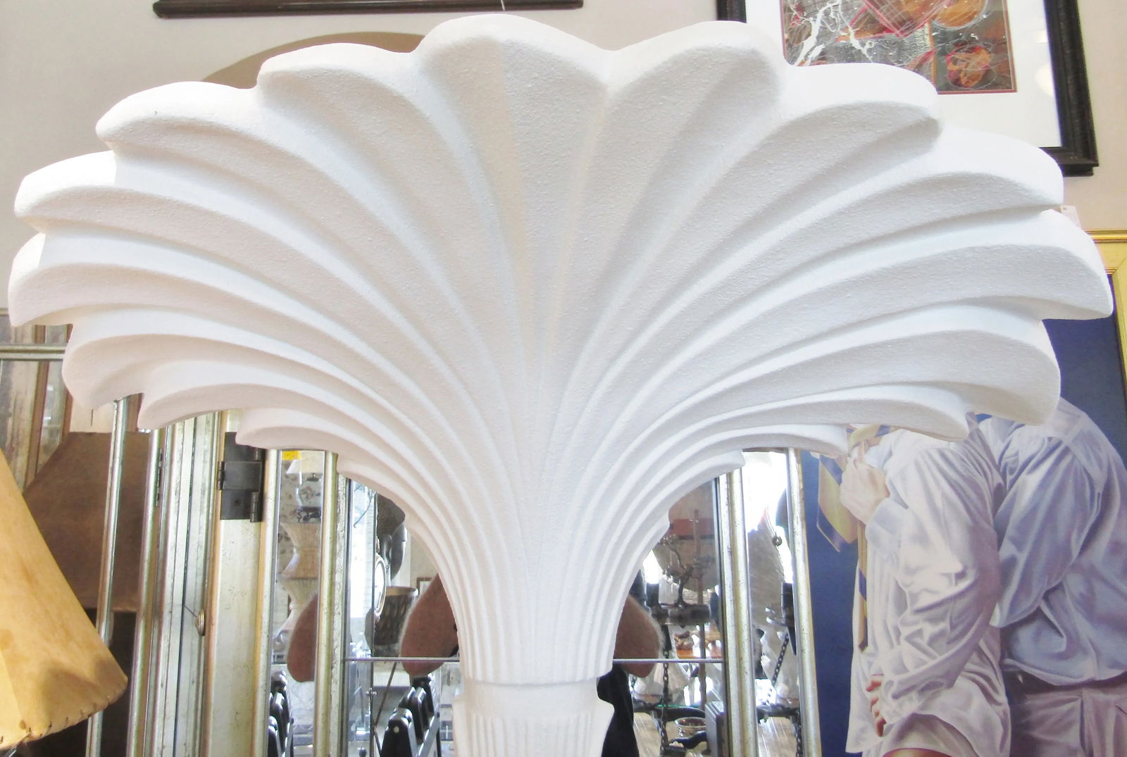 Original Vintage Serge Roche Style Palm Tree Wall Torchiere Floor Lamp C. 1970s - 7