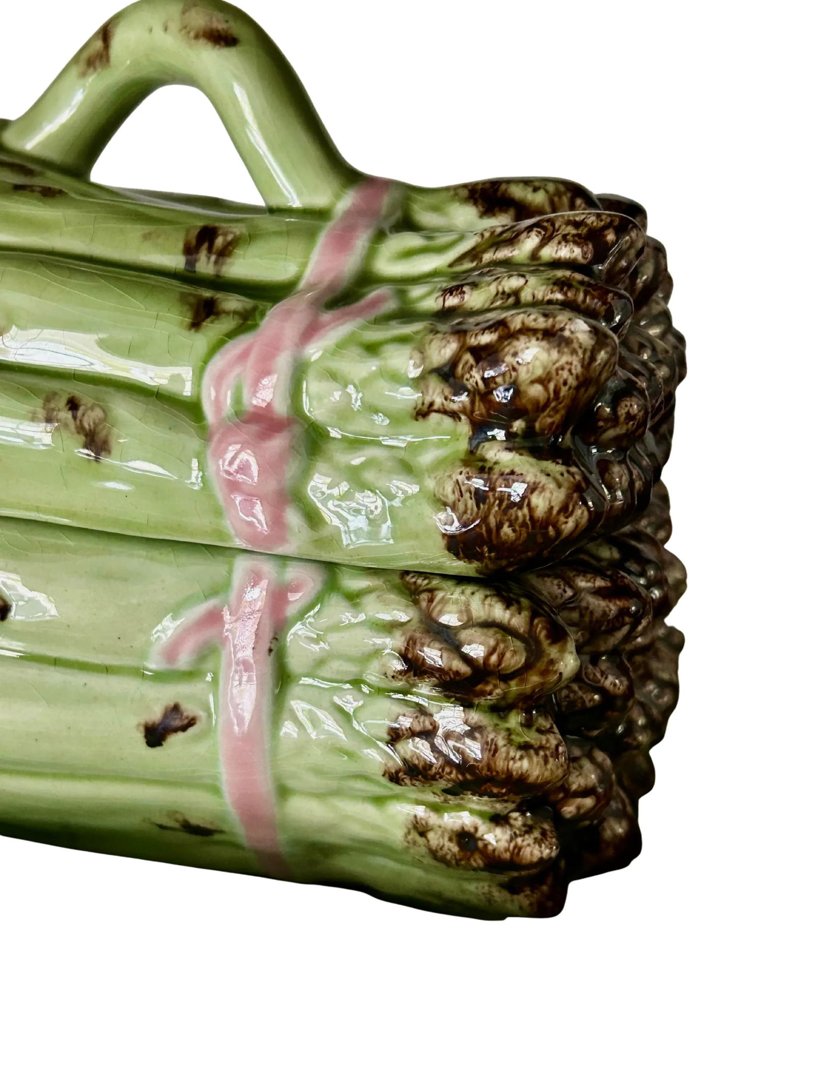 Late 20th Century Bordallo Pinheiro Majolica Asparagus Tureen With Underplate – Handcrafted - 7