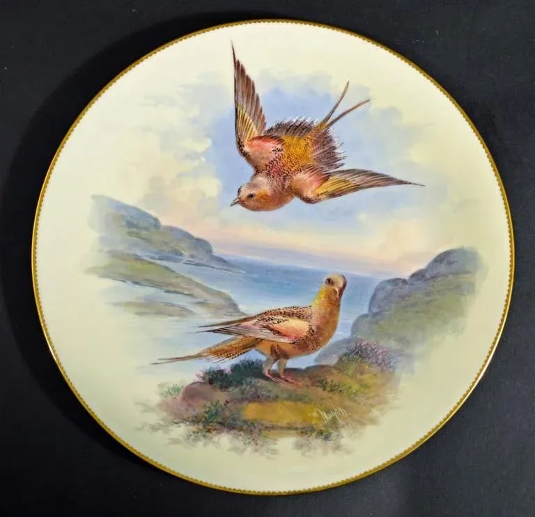 Thomas Minton Porcelain Bird Cabinet Plates Signed by William Mussil - 3