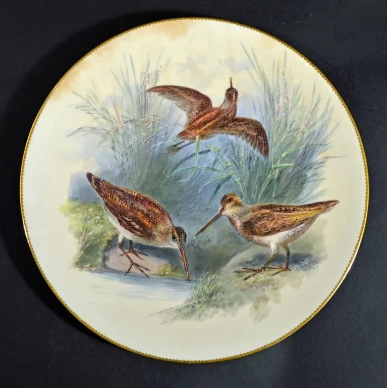 Thomas Minton Porcelain Bird Cabinet Plates Signed by William Mussil - 4