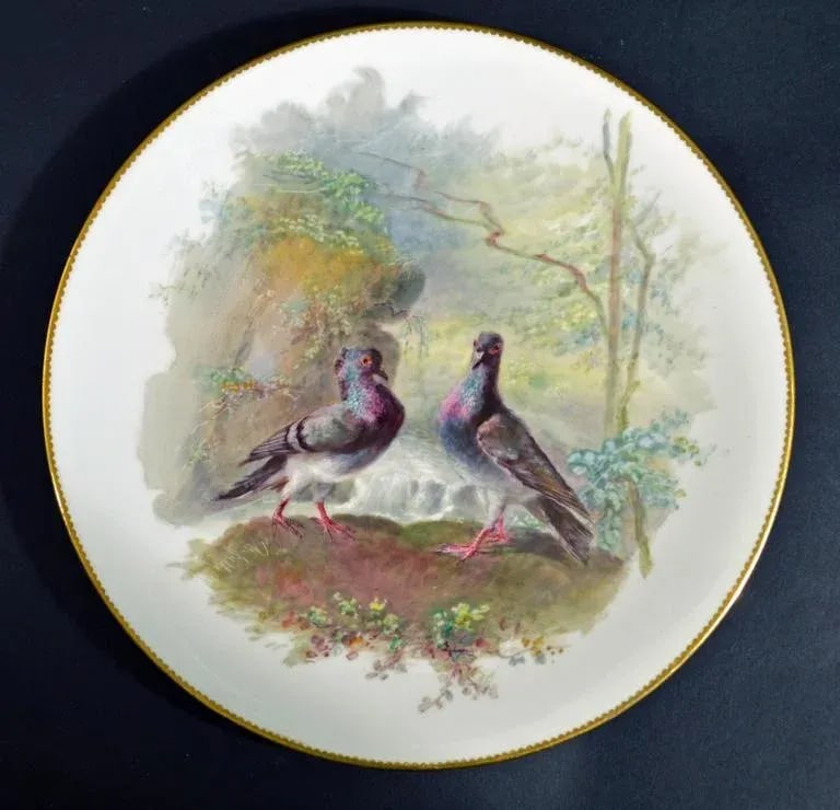 Thomas Minton Porcelain Bird Cabinet Plates Signed by William Mussil - 6