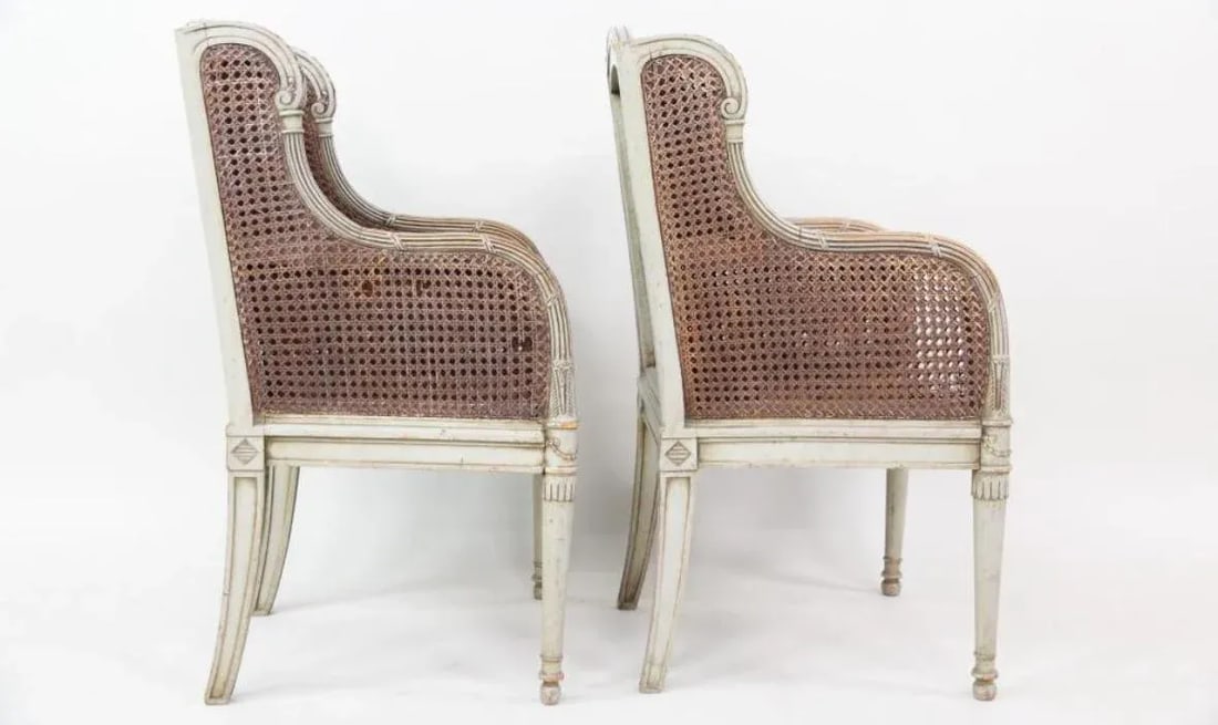 A Pair of Louis XVI 18th Century Style French Childrenâ"Â™s Bergere Chairs - 10