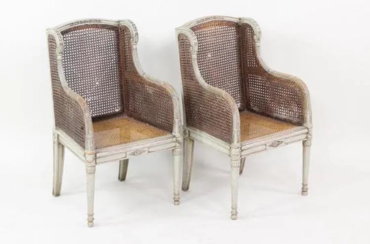 A Pair of Louis XVI 18th Century Style French Childrenâ"Â™s Bergere Chairs - 2