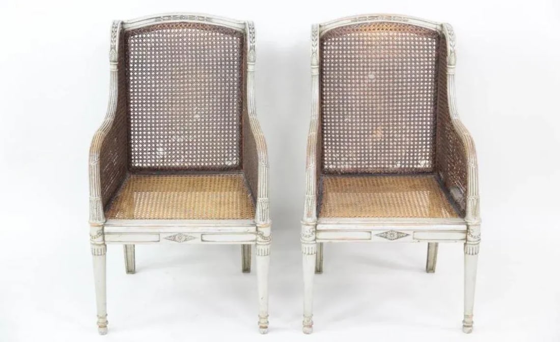 A Pair of Louis XVI 18th Century Style French Childrenâ"Â™s Bergere Chairs - 7