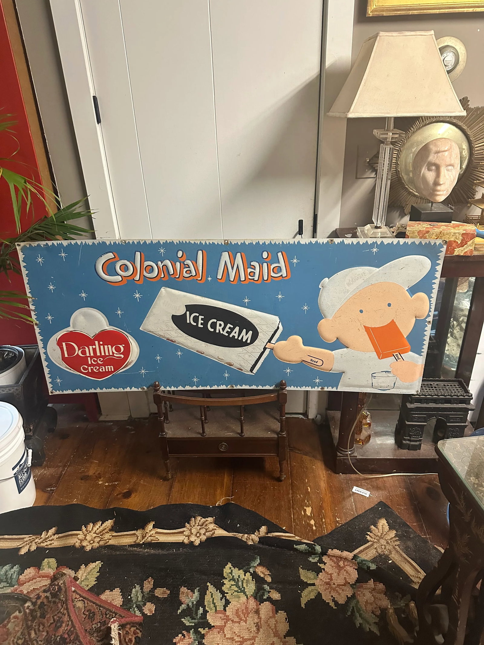 Americana Large Metal Colonial Maid Darling Ice Cream Sign - 6