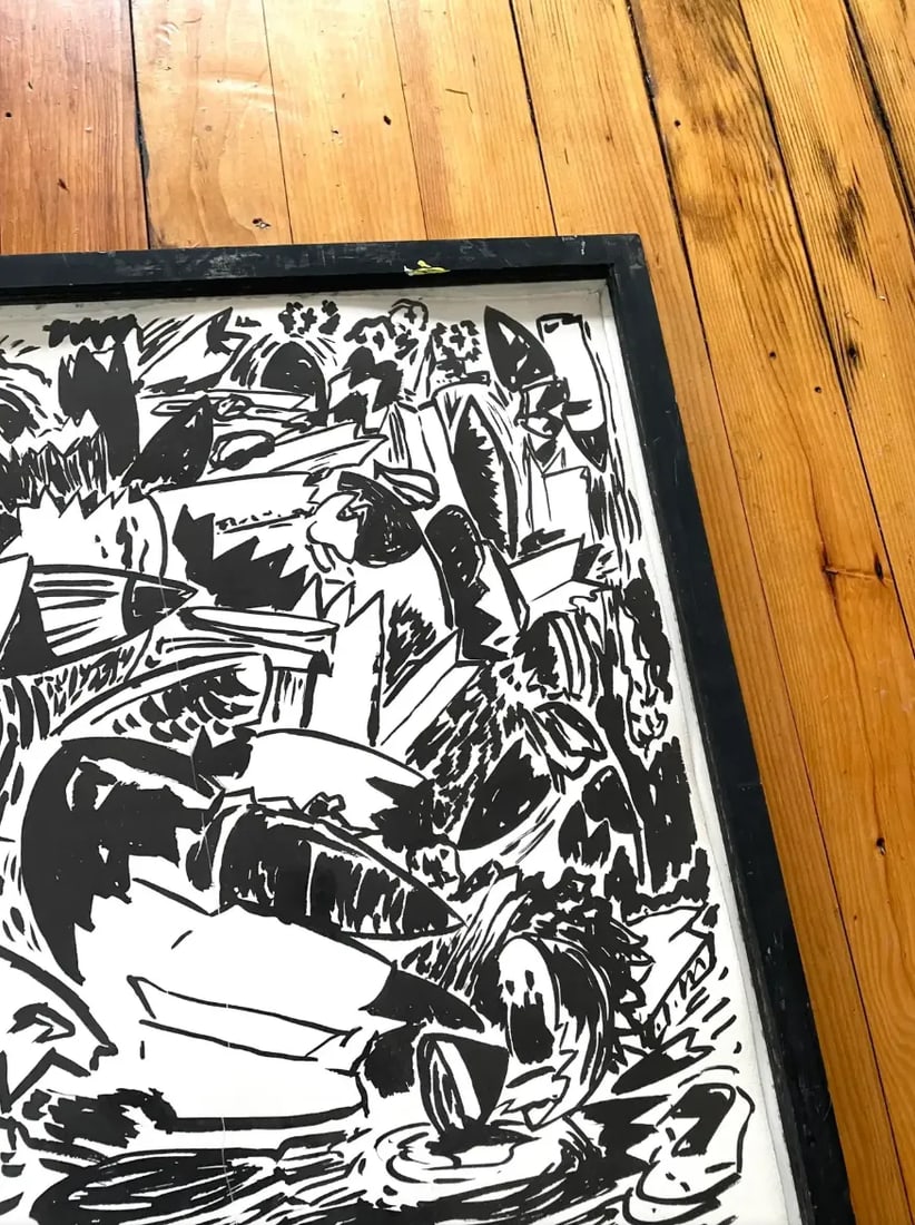 Kermit Oswald Framed Painting on Paper - A Noted Company Artist on Keith Harig Paintings - 3