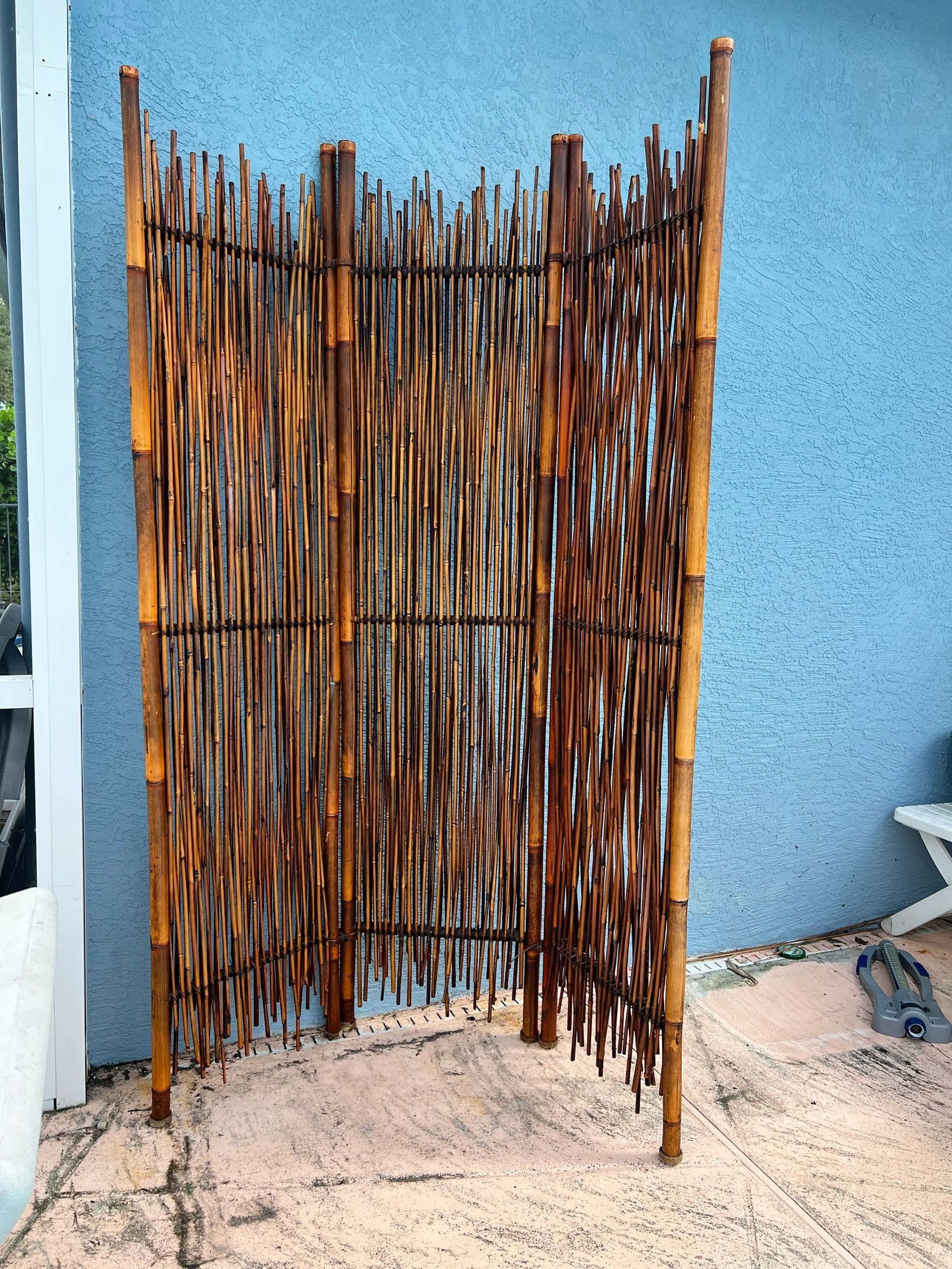 Vintage Bamboo Rattan Folding Room Divider - 3