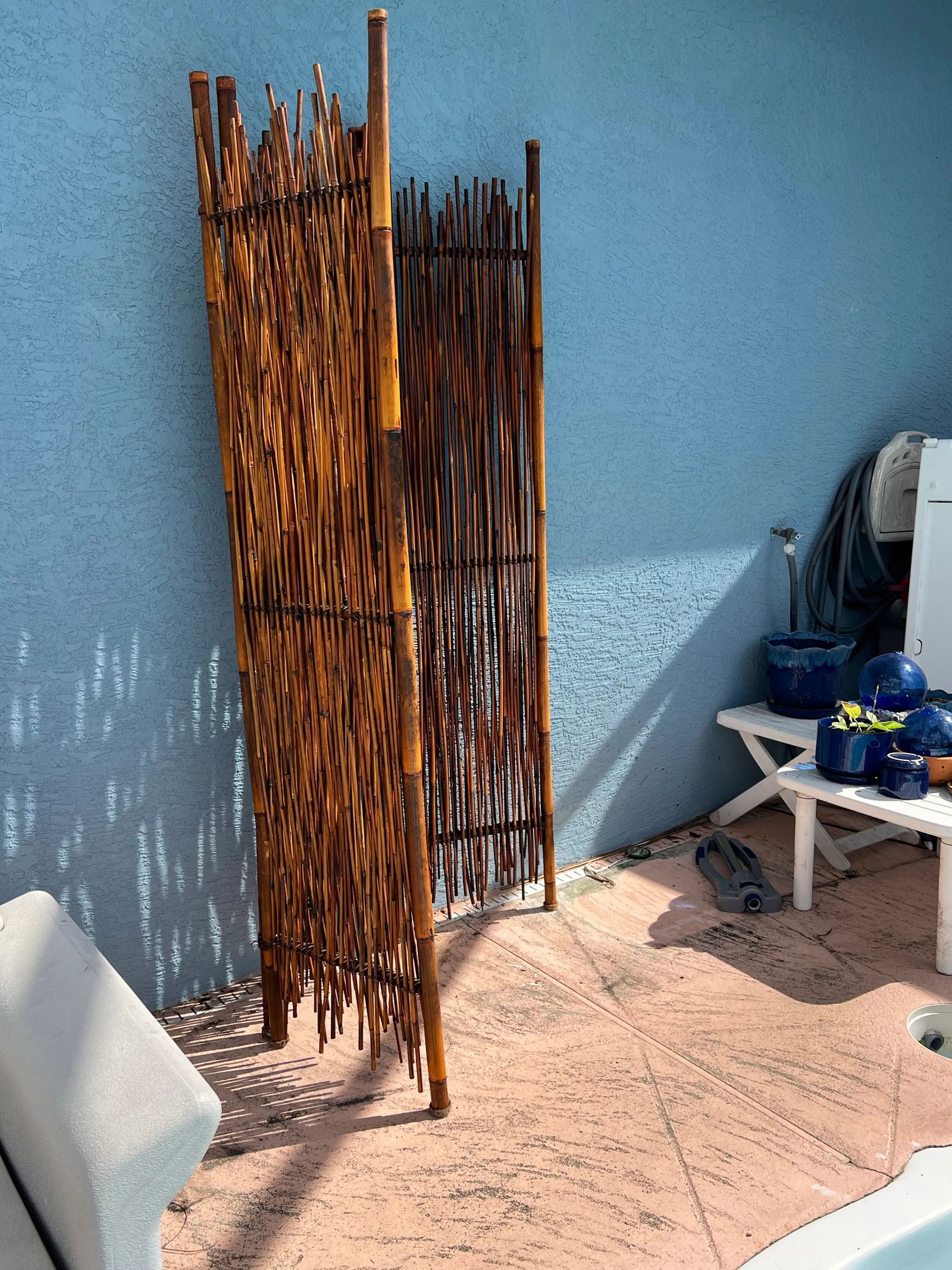 Vintage Bamboo Rattan Folding Room Divider - 4