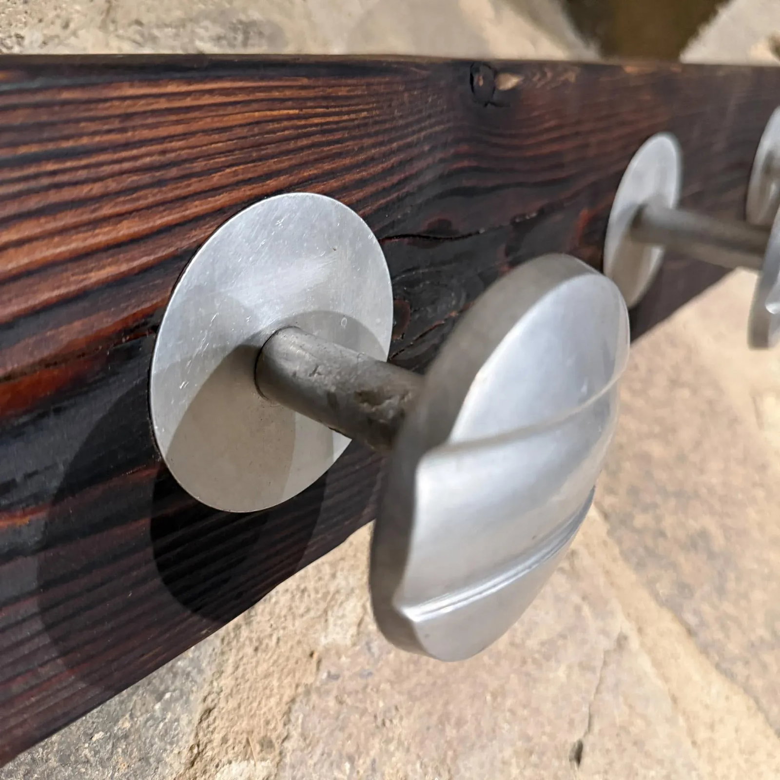 Set 7 Aluminum Coat Racks Hooks Europe Jean Prouve Era Mid Century - 5