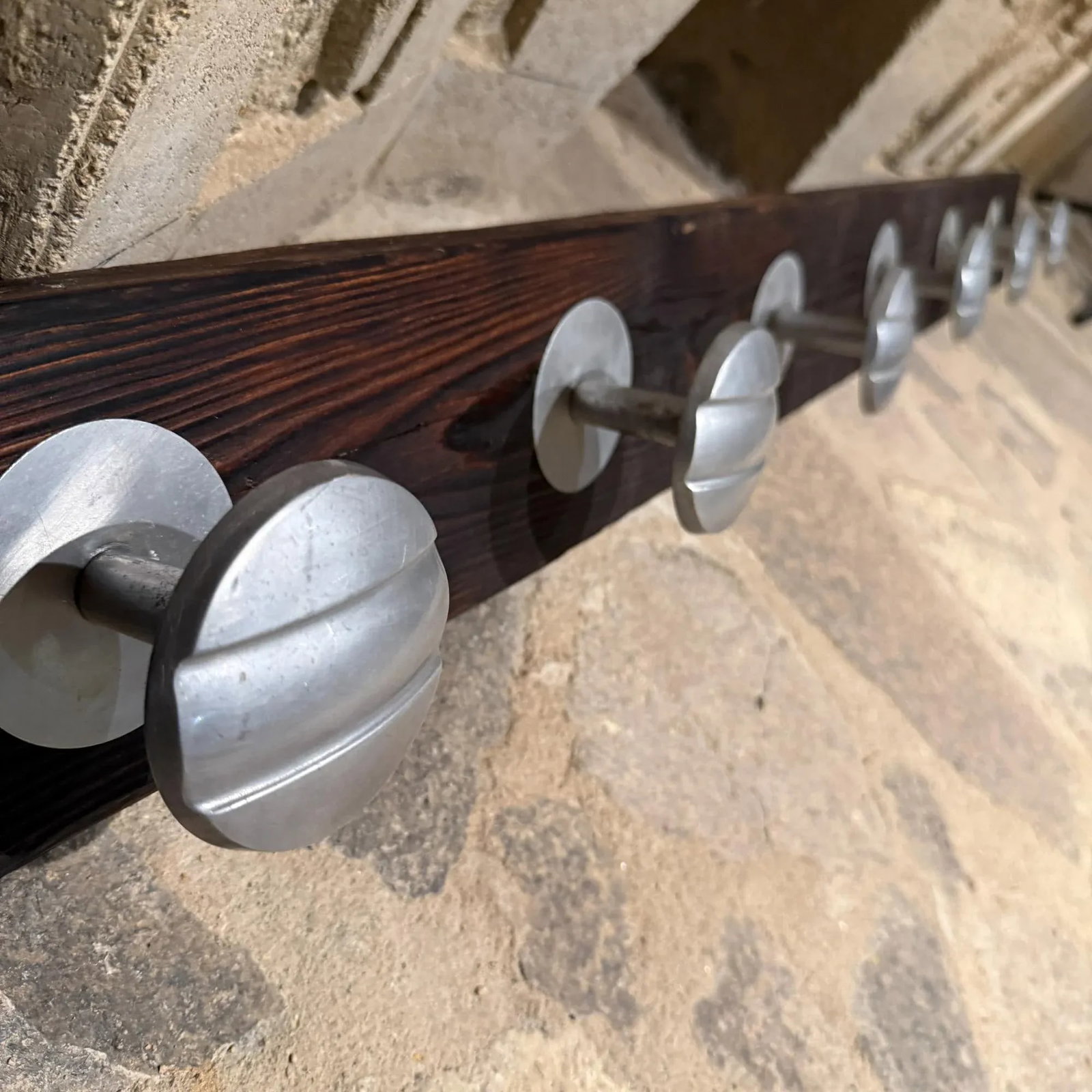 Set 7 Aluminum Coat Racks Hooks Europe Jean Prouve Era Mid Century - 6