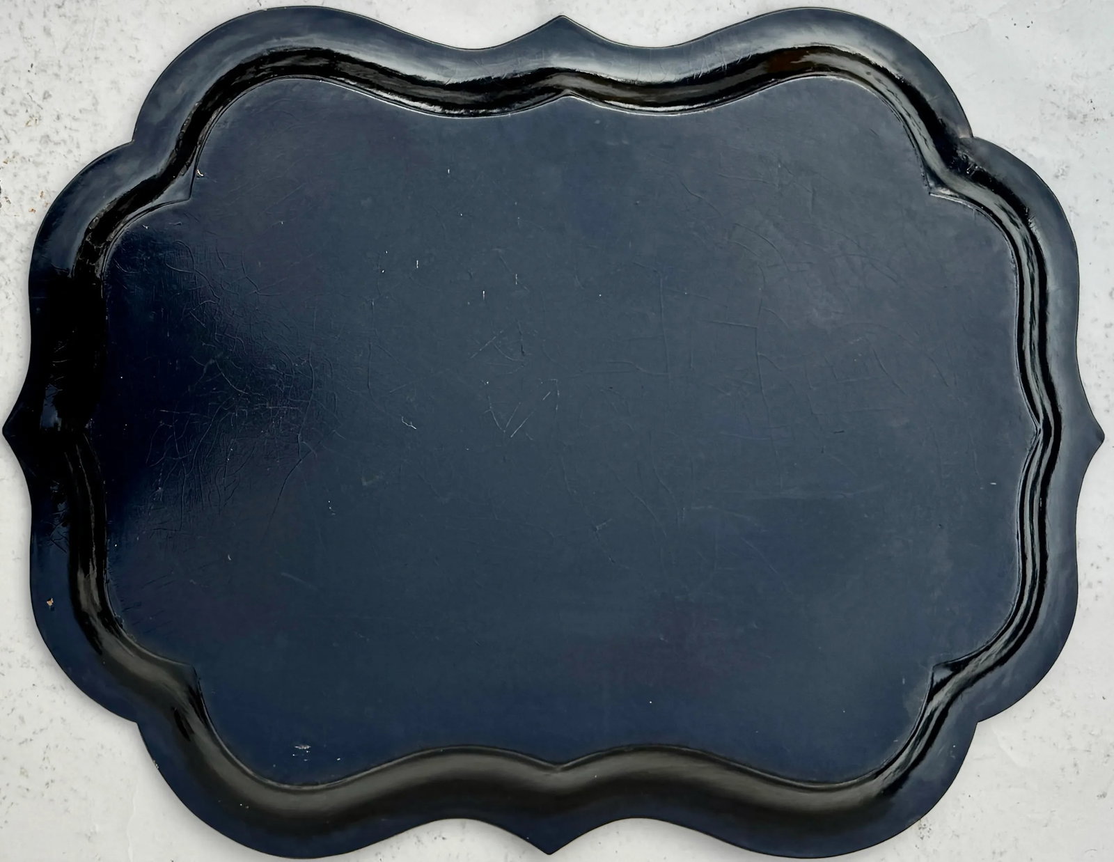 Hand-Painted Tray Table With Peacock & Garden Scene - 10