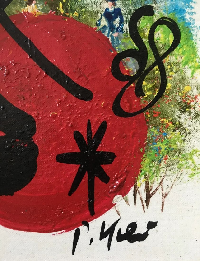 1970s MirÃ³vian Style Abstract Acrylic Painting by Peter Keil, Framed - 3