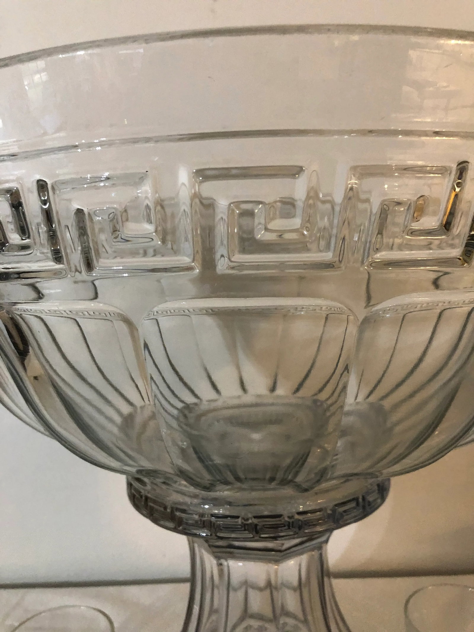 Vintage 1930s Heisey Greek Key Punch Bowl and Stand With Cups - 15 Piece Set - 2