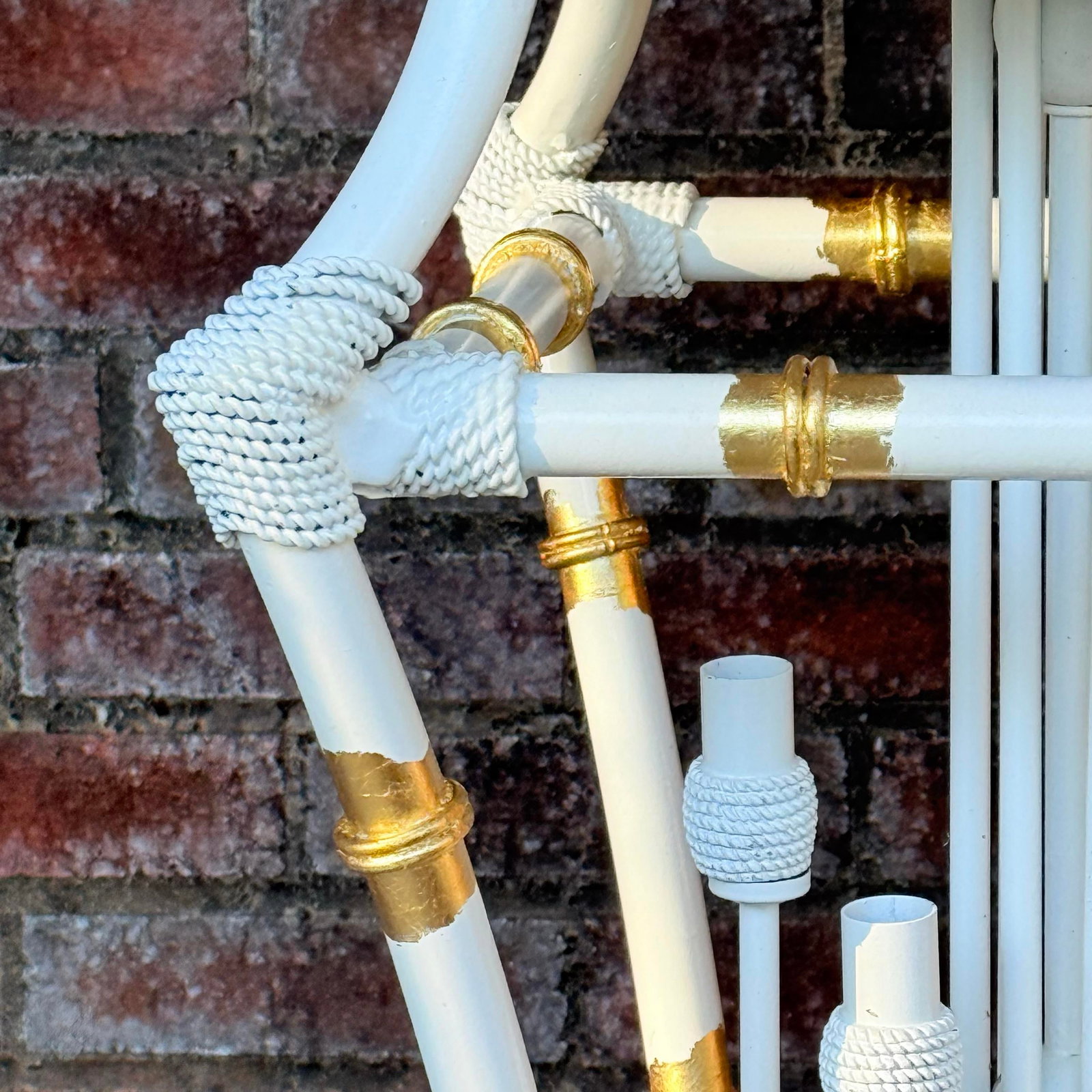 Vintage Palm Beach Regency Parcel Gilt Faux Bamboo Lantern Chandelier Curated and Newly Painted by T - 8