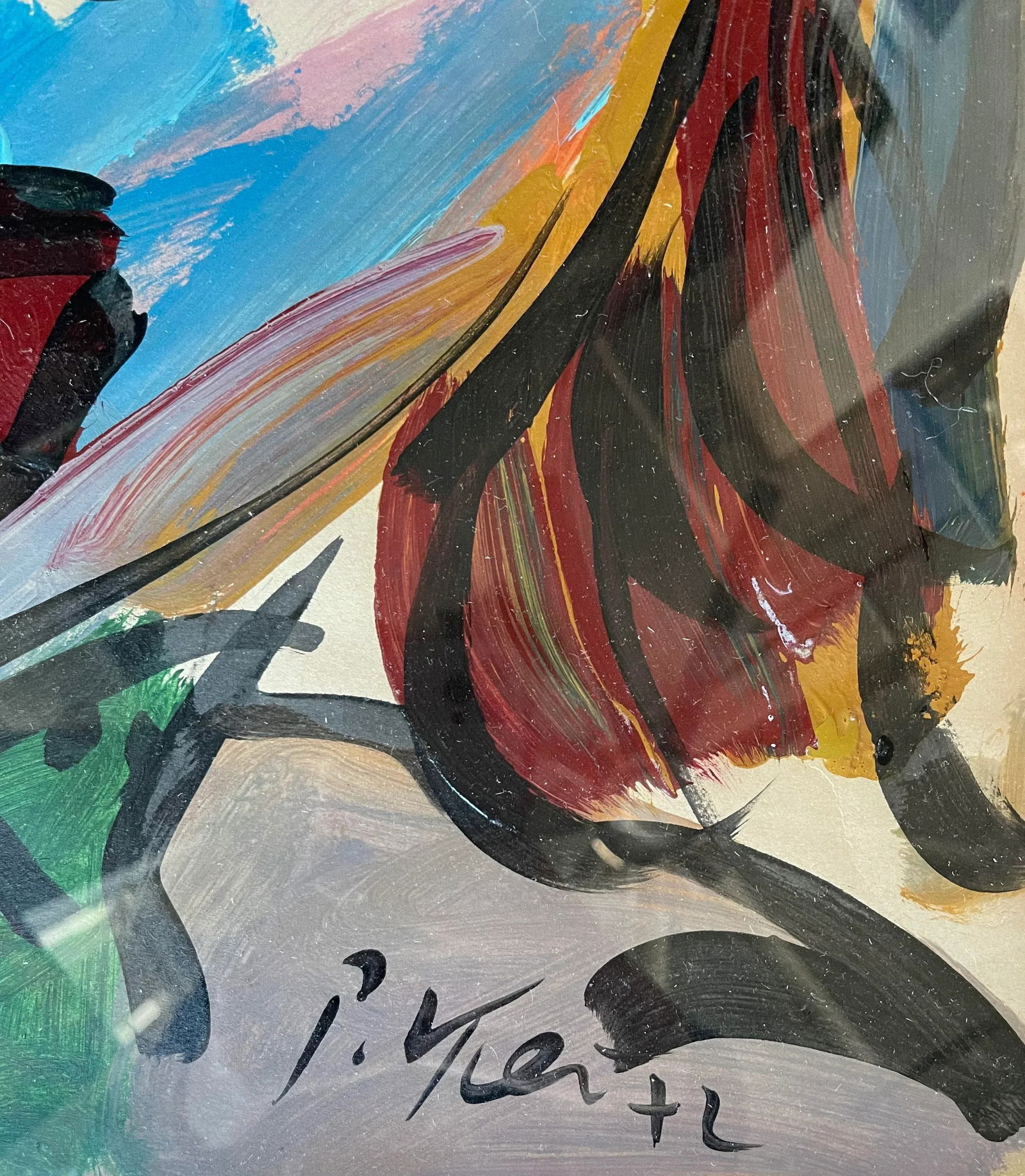 1970s Abstract Face Acrylic Painting by Peter Keil, Framed - 3