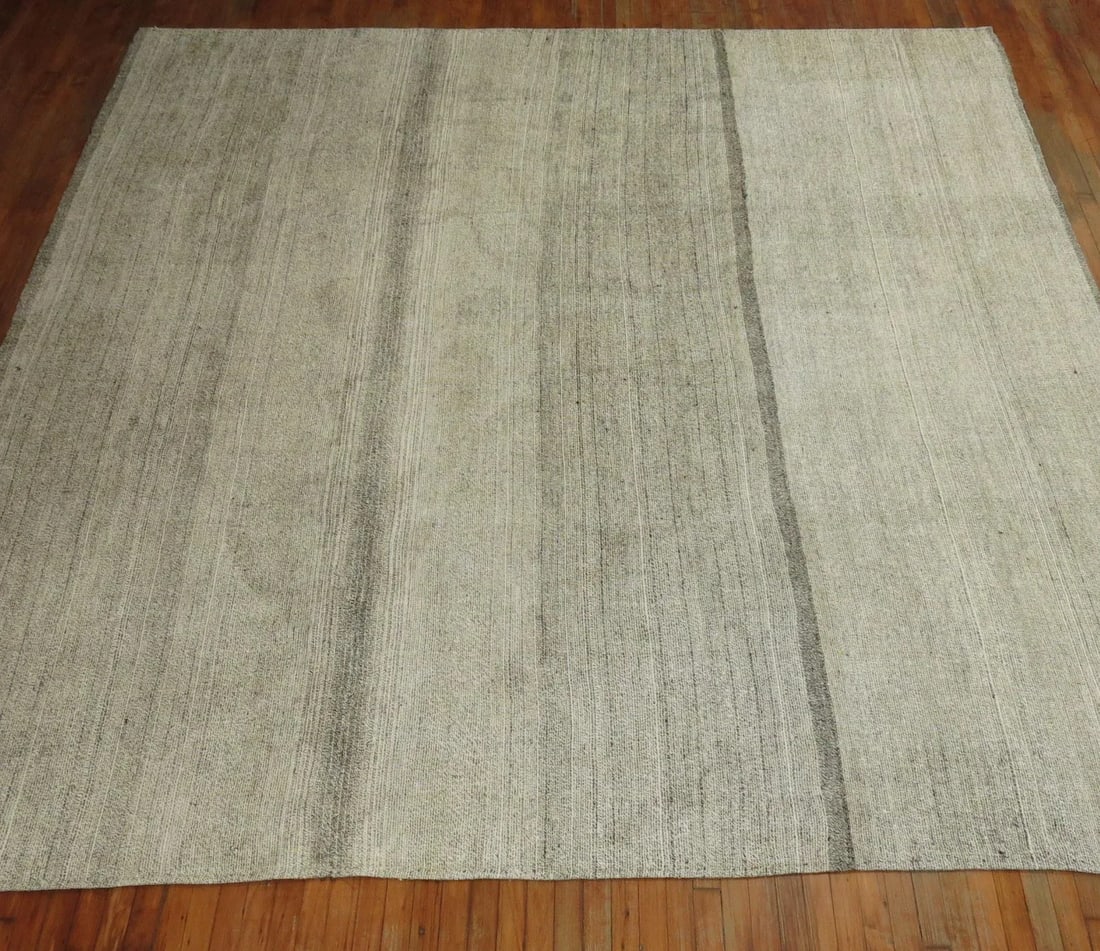 Large Gray Square Turkish Kilim, 10'9'' X 10'11'' - 7
