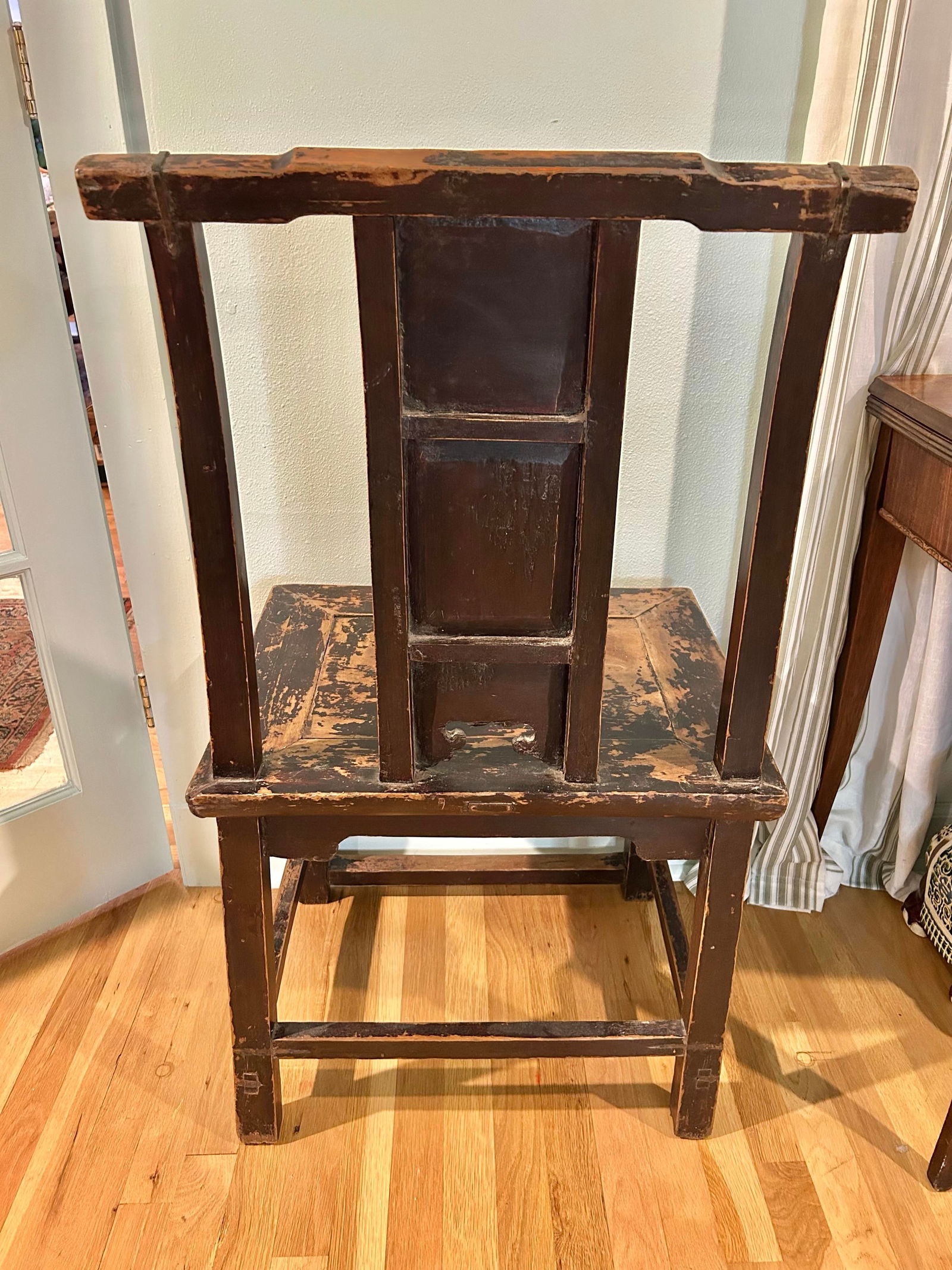 Antique Yoke Back Chinoiserie Elm Chair - 2