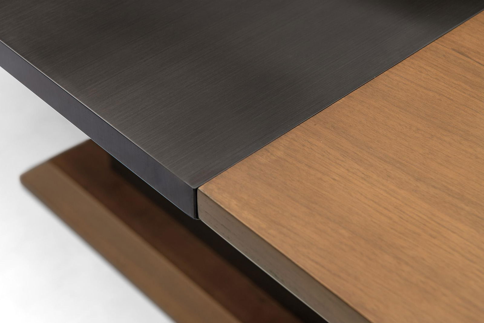 Modern Greg Sheres Style Walnut and Bronze Extension Dining Table - 2