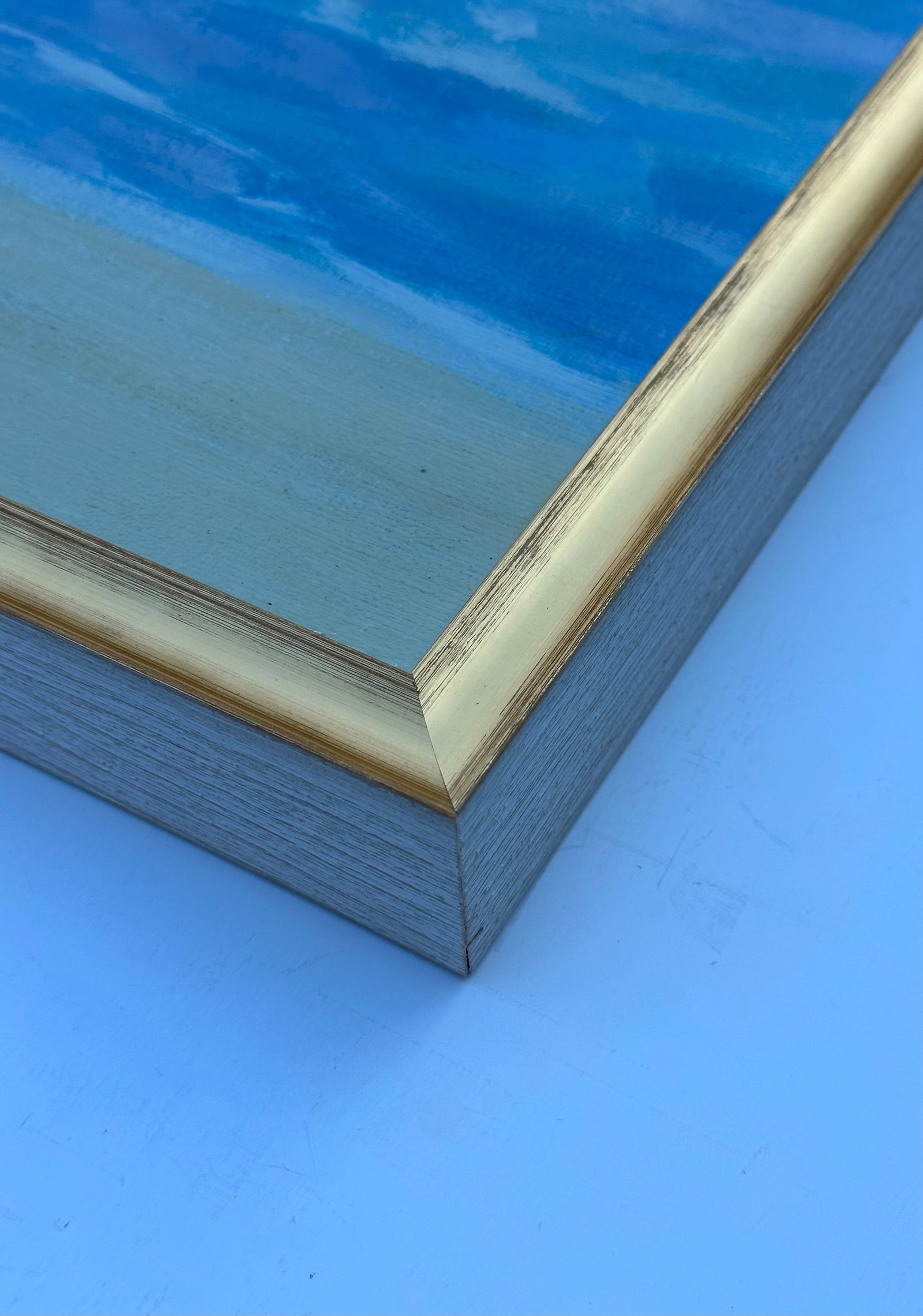 Coastal Waves and & Blue Skies Seascape, Original Oil Painting by H. Cole - 4