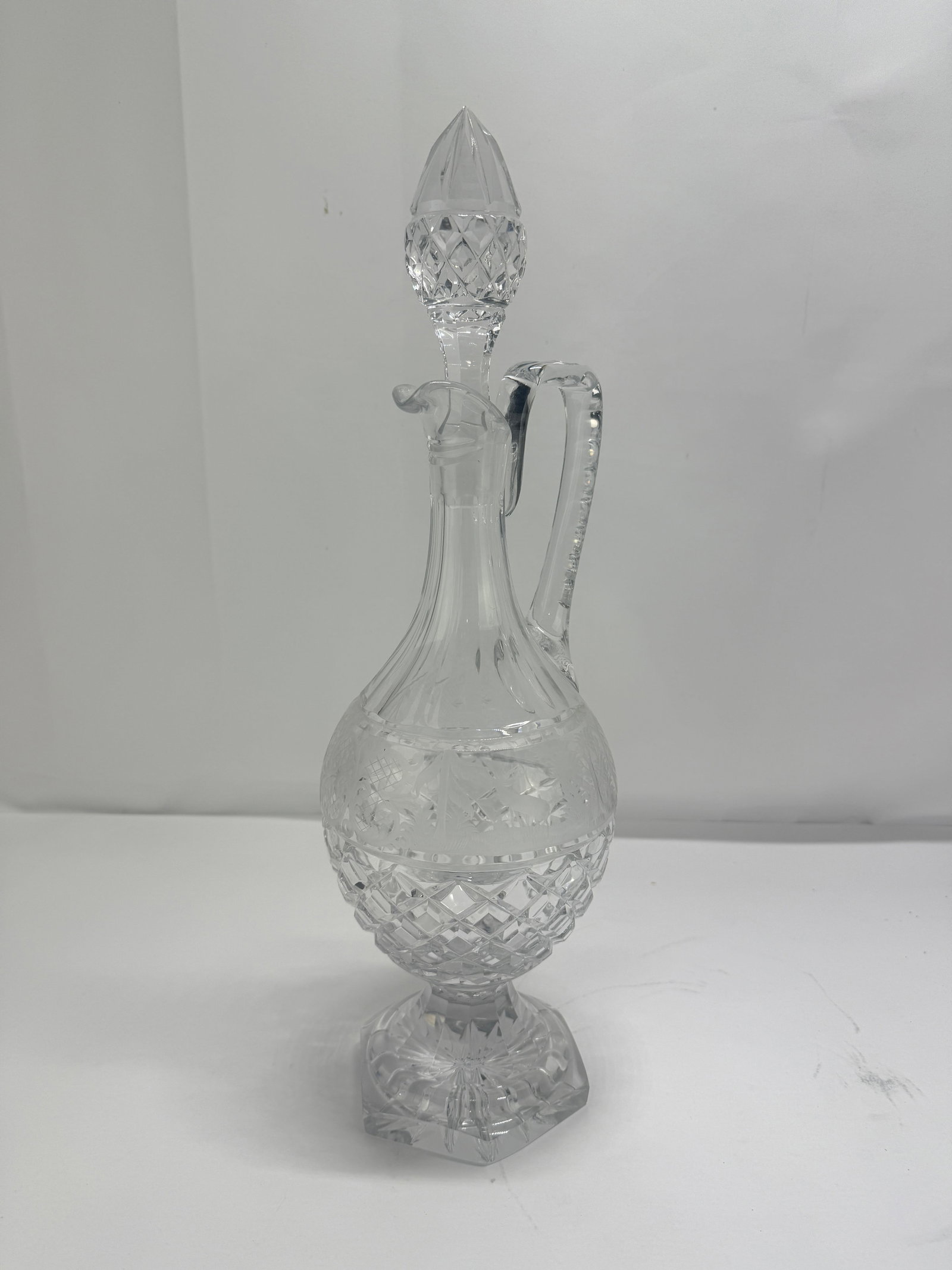 Early 20th Century Crystal Claret Ewer, Wheel-Engraved Game Frieze, Possibly Val Saint-Lambert - 6