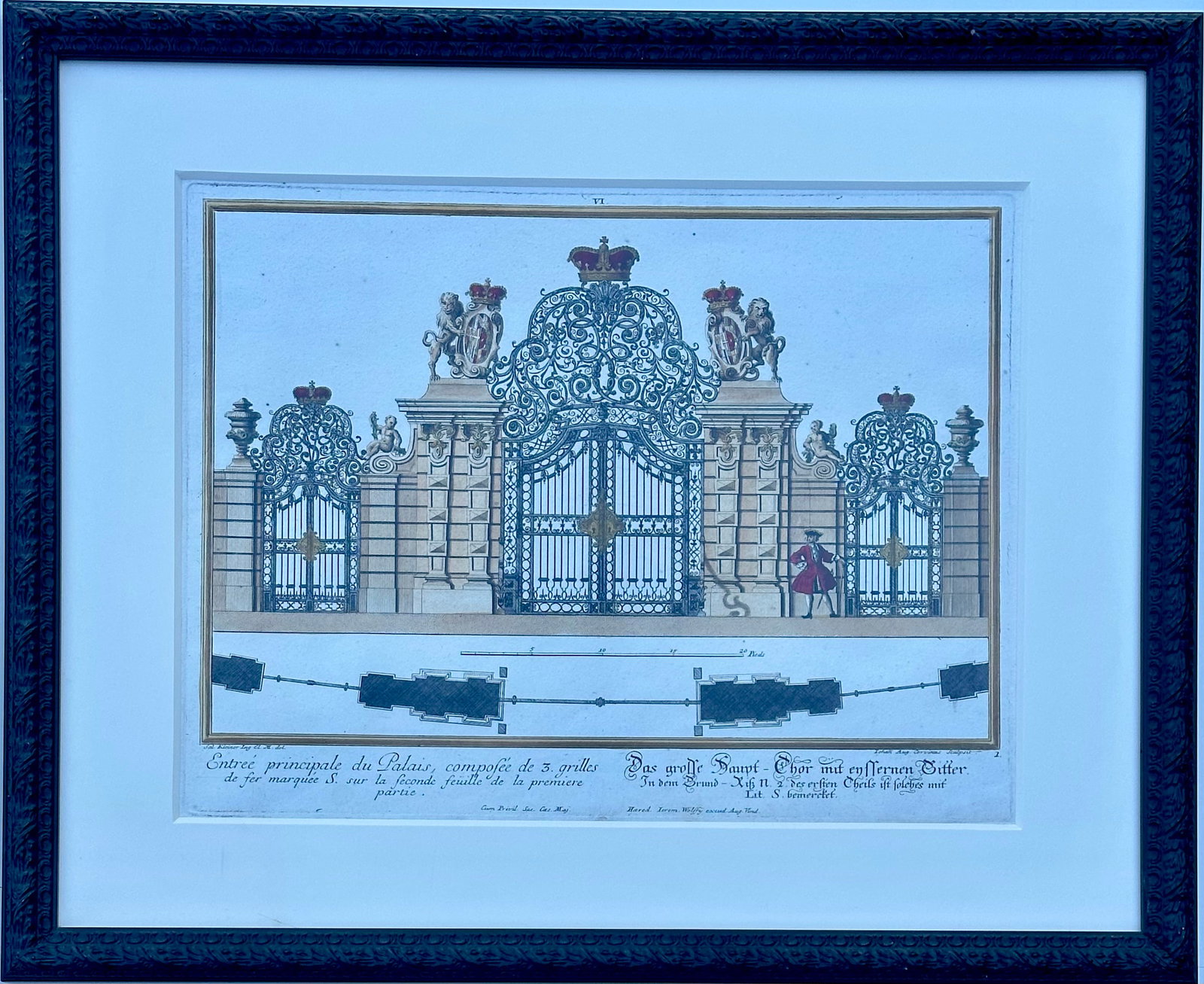 Architectural Garden Gates by Johann George Oegg, Set of 3, Framed (C. 1740) - 3