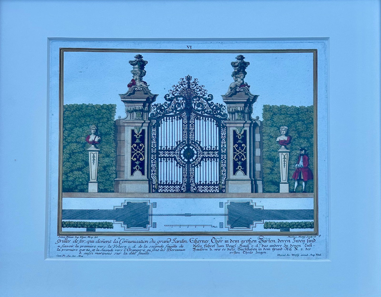 Architectural Garden Gates by Johann George Oegg, Set of 3, Framed (C. 1740) - 7