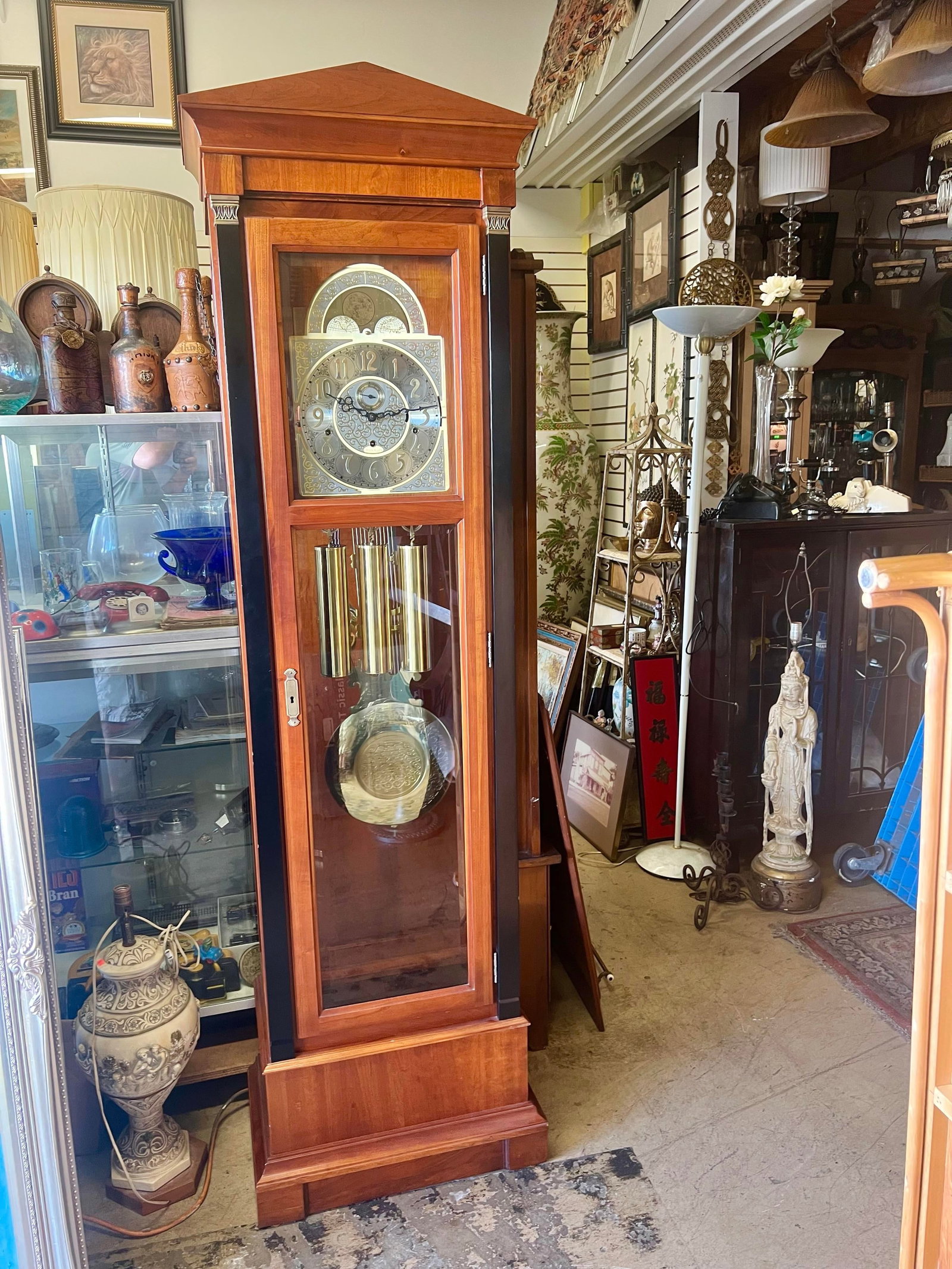 1970s Medallion Cherry Wood Grandfather /Floor Clock by Ethan Allen - 3