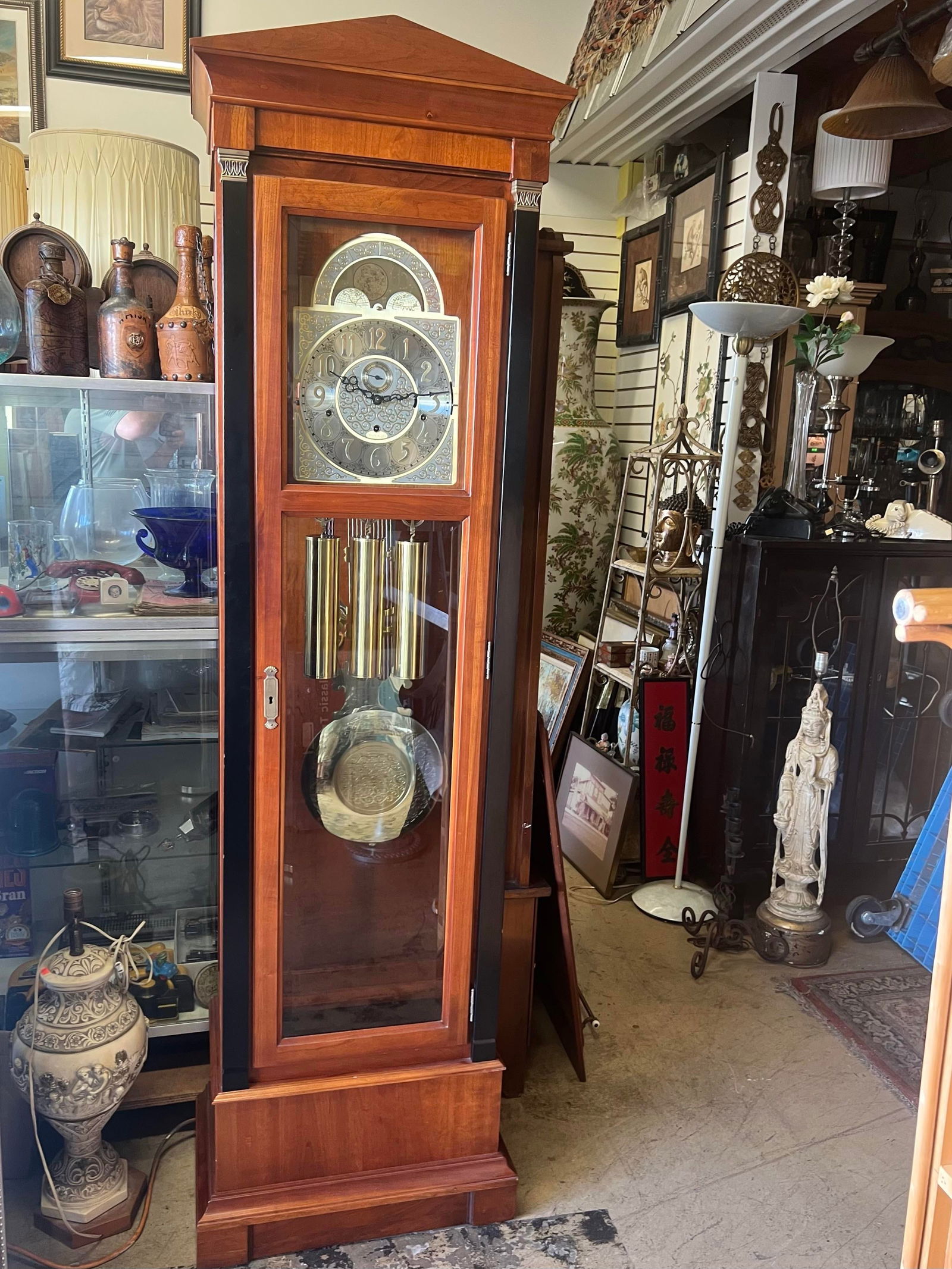 1970s Medallion Cherry Wood Grandfather /Floor Clock by Ethan Allen - 7