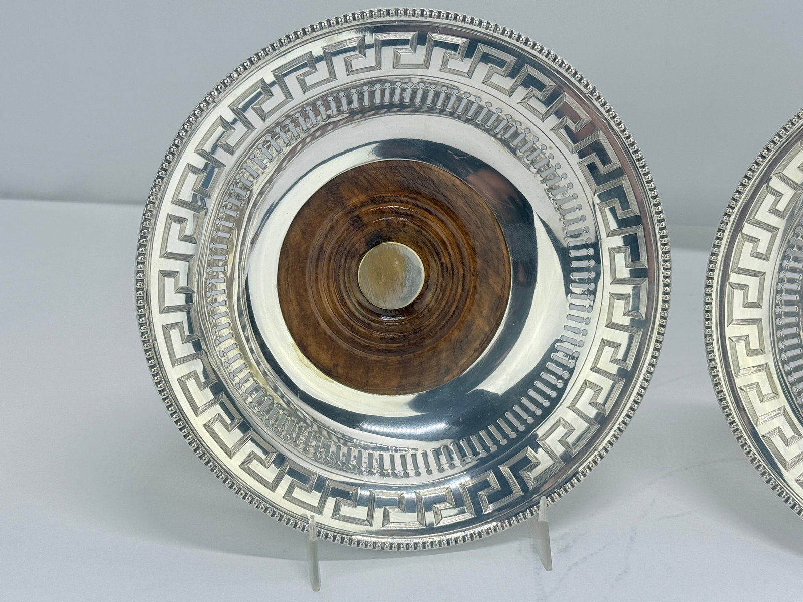 19th Century Old Sheffield Plate Regency Greek-Key Coasters - a Pair - 3