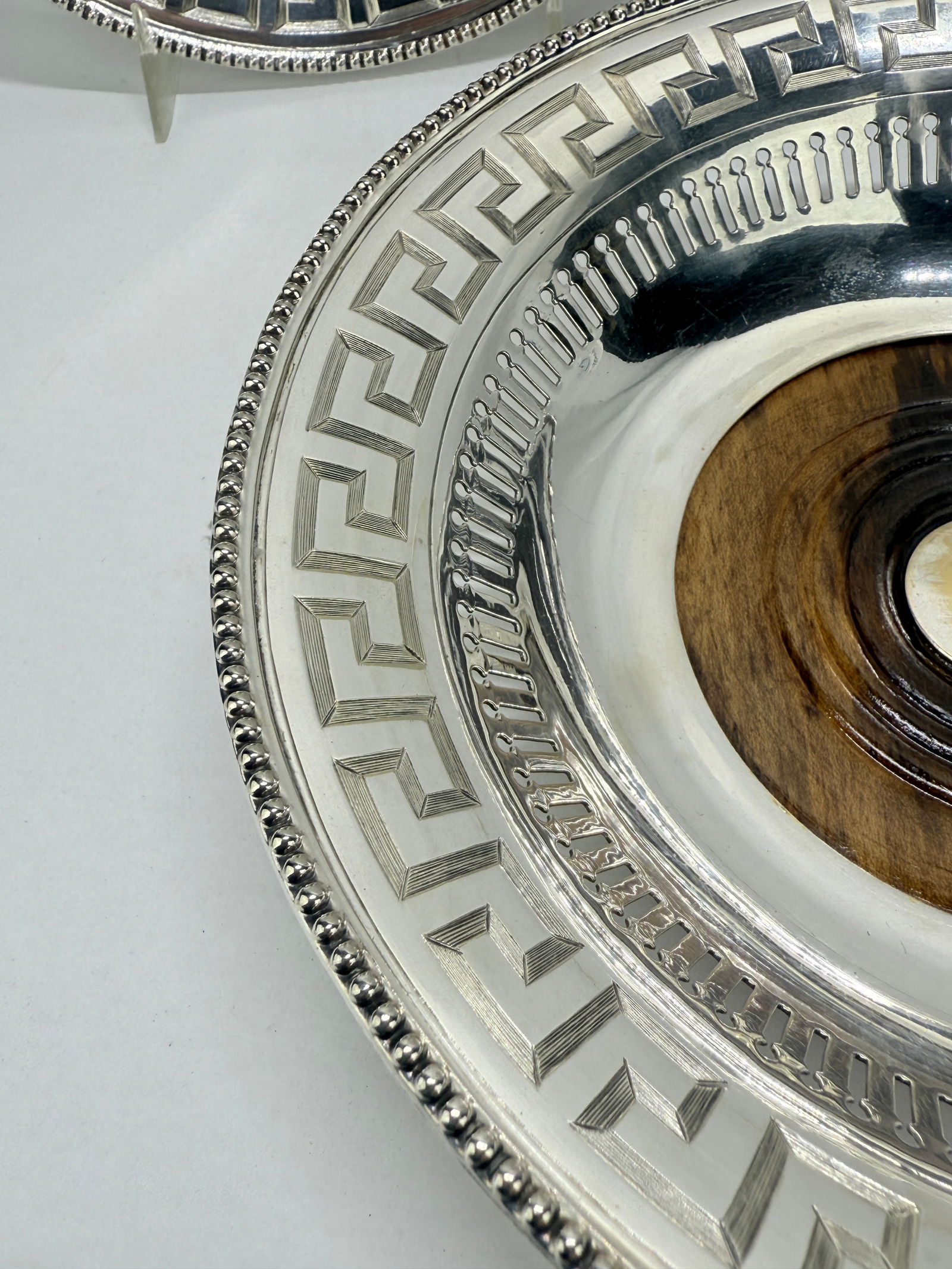 19th Century Old Sheffield Plate Regency Greek-Key Coasters - a Pair - 7