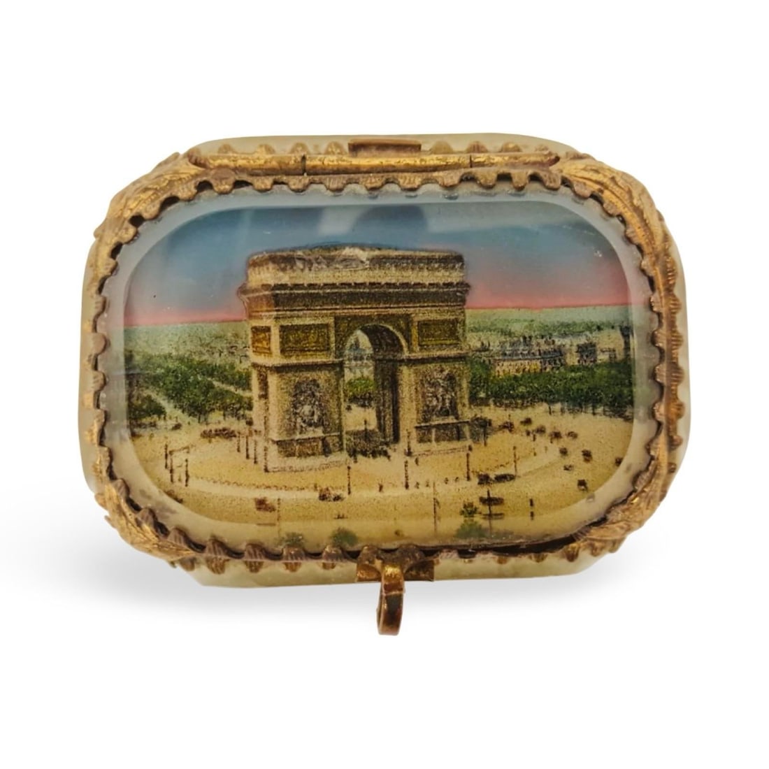 Antique Arc De Triomphe Antique French Beveled Glass Jewelry Box Souvenir Casket, Paris, C. 1900 - 2