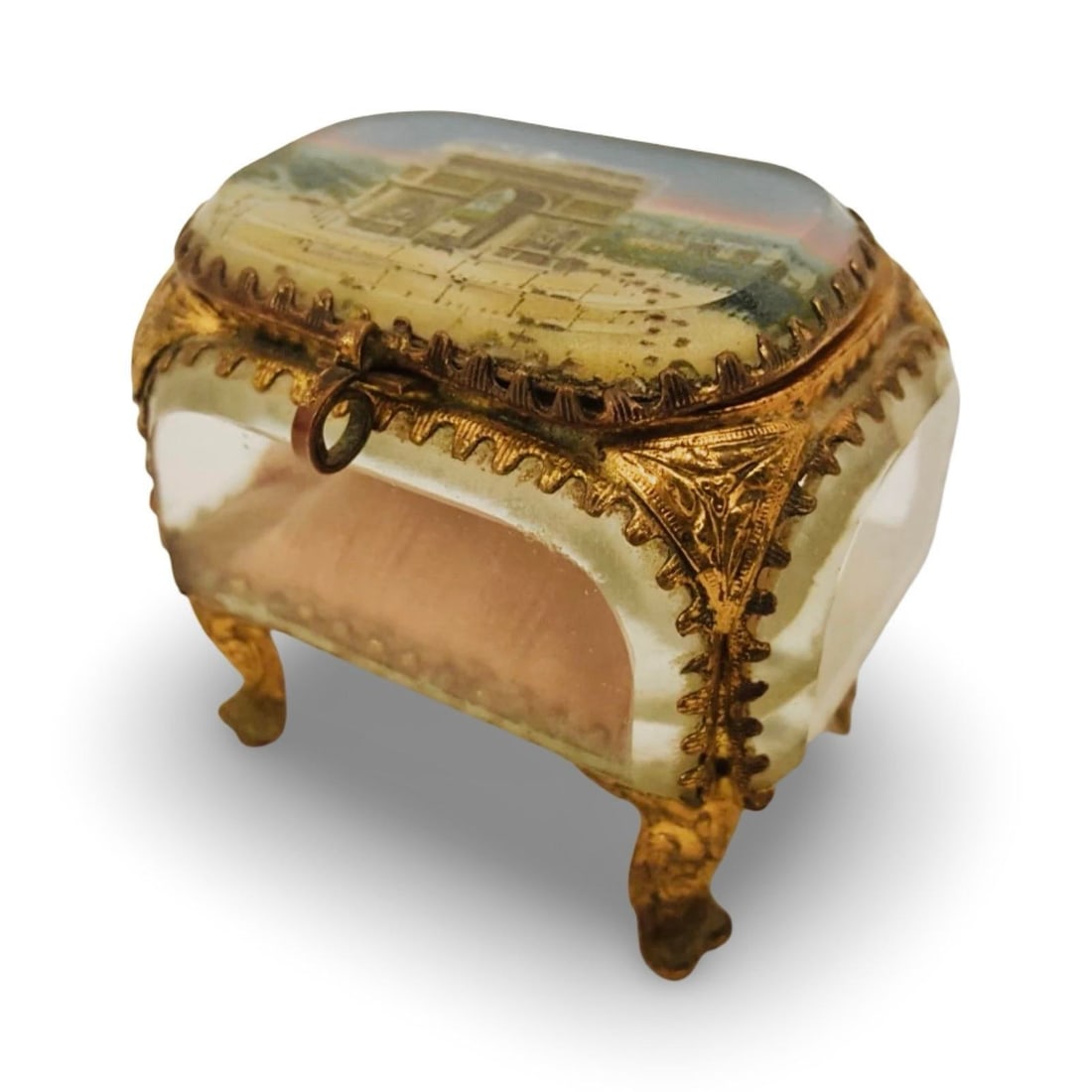 Antique Arc De Triomphe Antique French Beveled Glass Jewelry Box Souvenir Casket, Paris, C. 1900 - 8