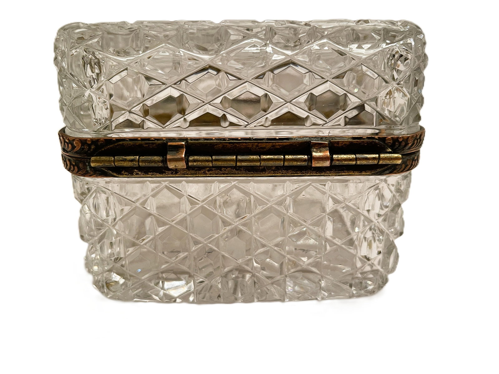 Vintage French Style Cut Crystal Gilt Bronze Ormolu Jewelry Box - 5