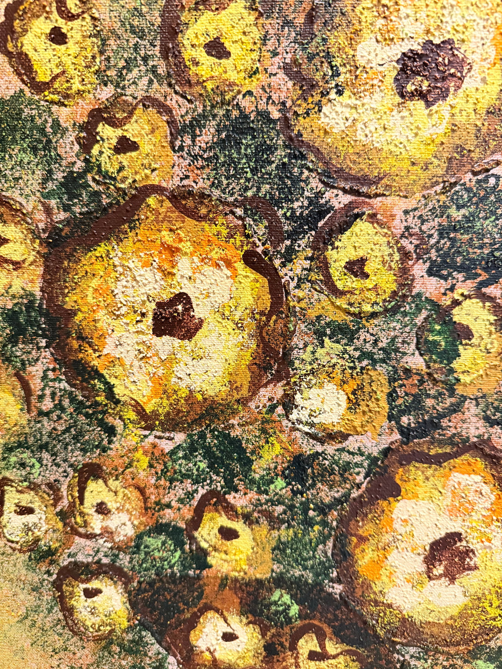 Monumental Mid-Century Impasto Floral Painting in Original Solid Carved Wood Hollywood Regency Frame - 4