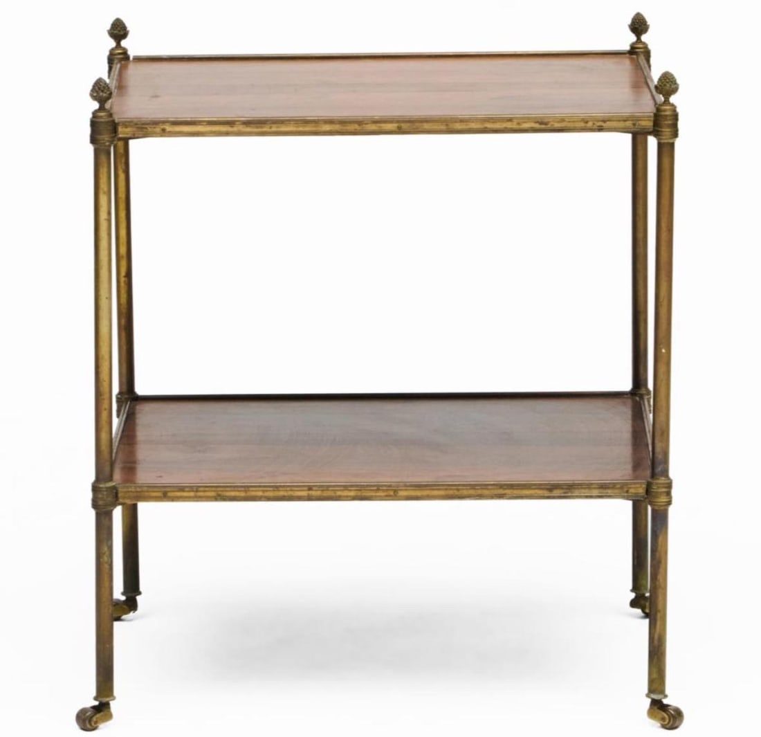 1930s Brass and Rosewood Two Tier French Side Table in the Manner of Billy Baldwin and Jansen - 2