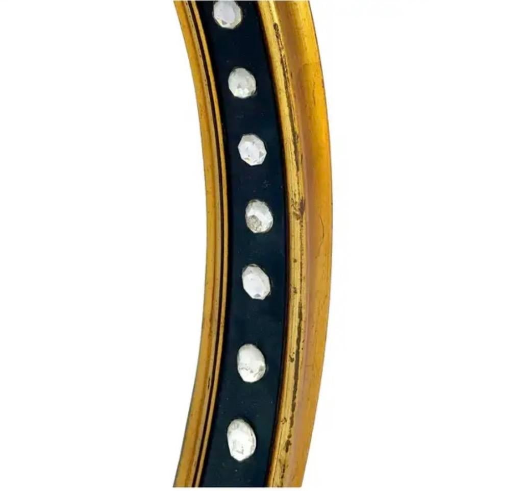 Irish Regency Style Oval Mirror With Parcel Gilt Frame and Glass Cabochons - 7