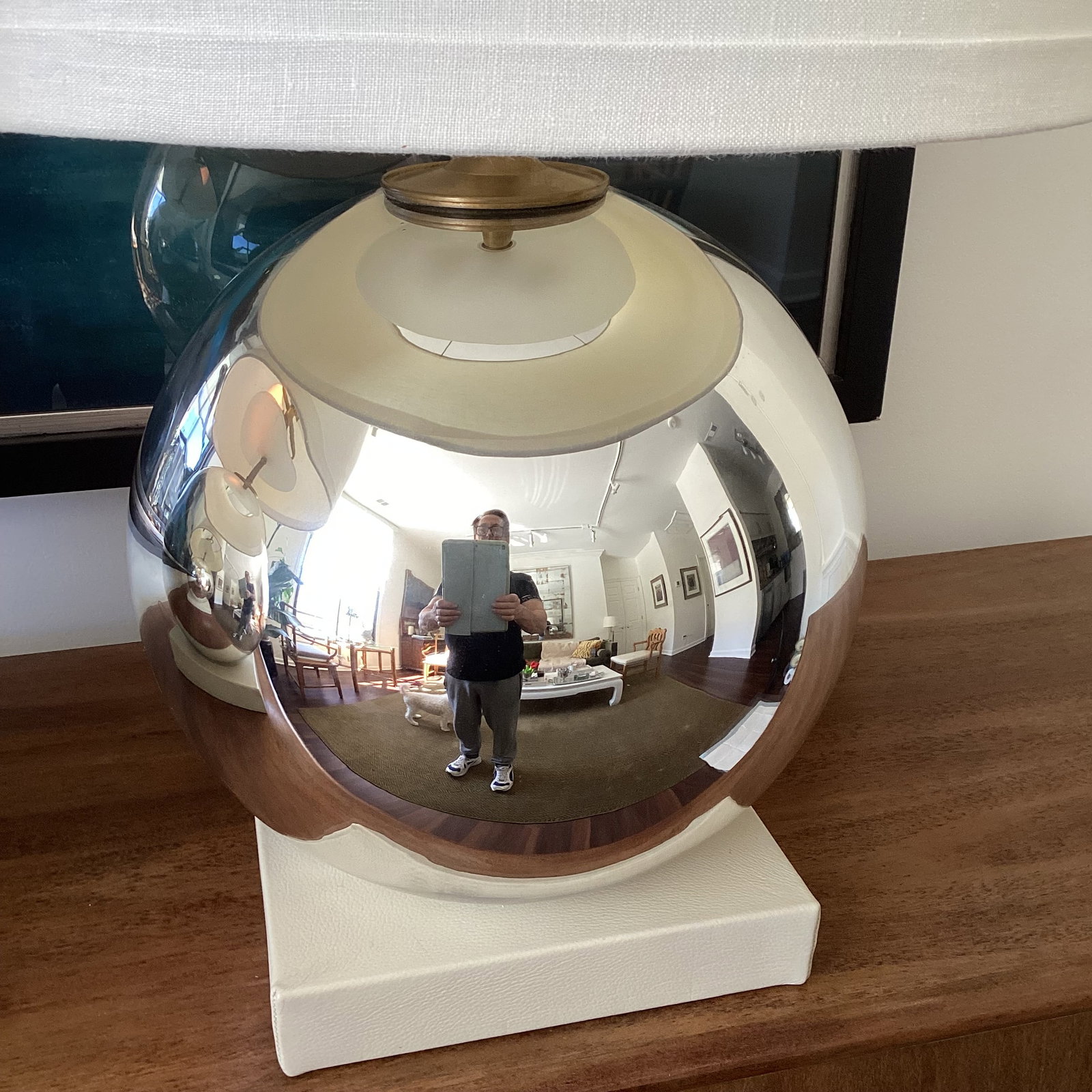 1990s Bill Sofield for Baker Attributed Mercurial Sphere Table Lamps - A Pair - 5