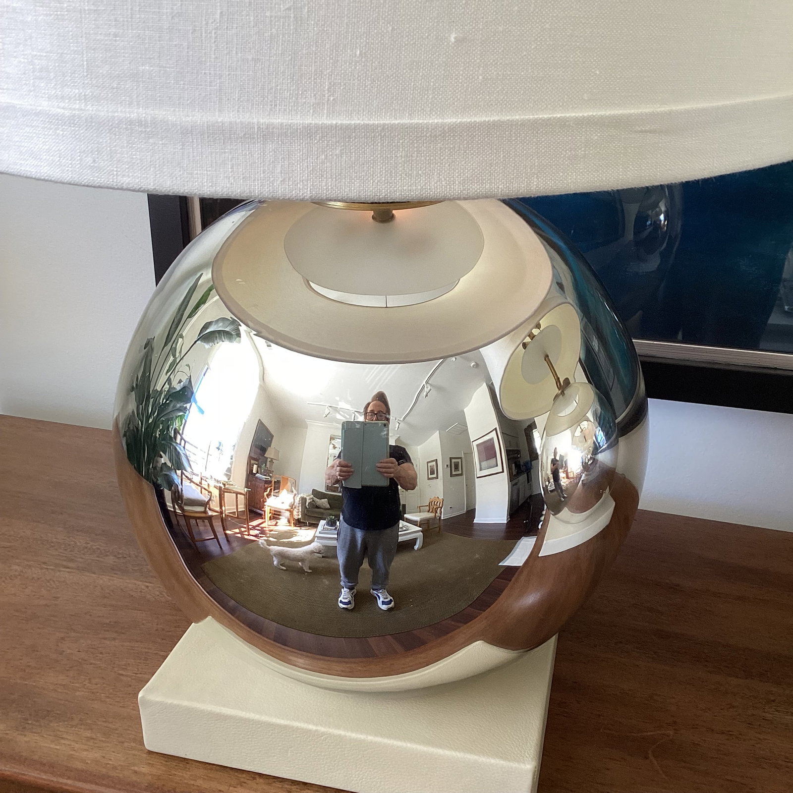 1990s Bill Sofield for Baker Attributed Mercurial Sphere Table Lamps - A Pair - 6