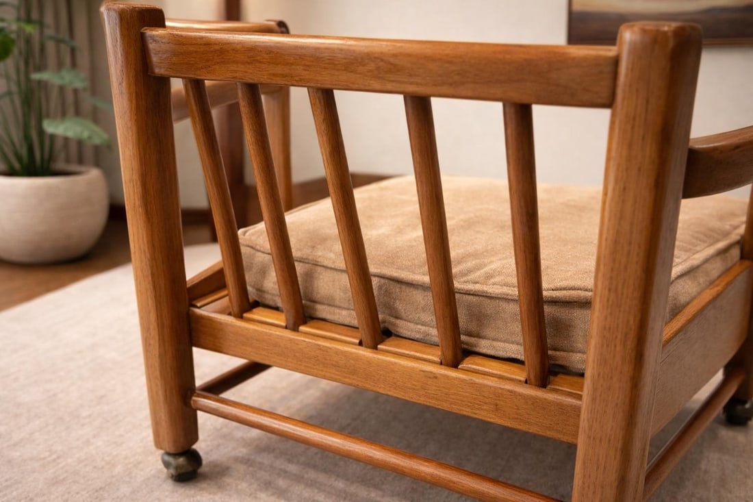 1950s Set of Four Mid-Century Modern Lounge Chairs With Original Casters - 6