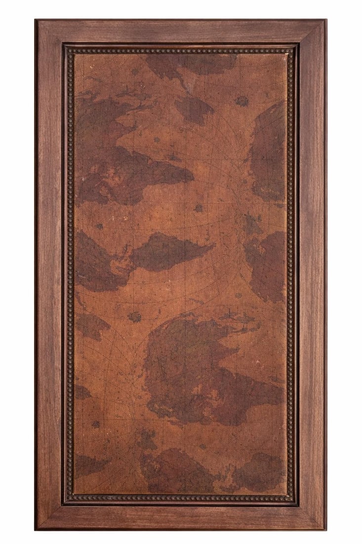 1970s Leather Top Coffee Table With World Map Motif and Carved Legs - 6