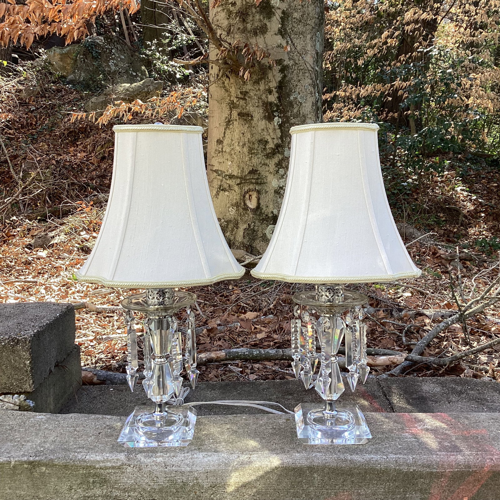 Pair of Vintage Crystal Prism Table Lamps – Fully Rewired - 3