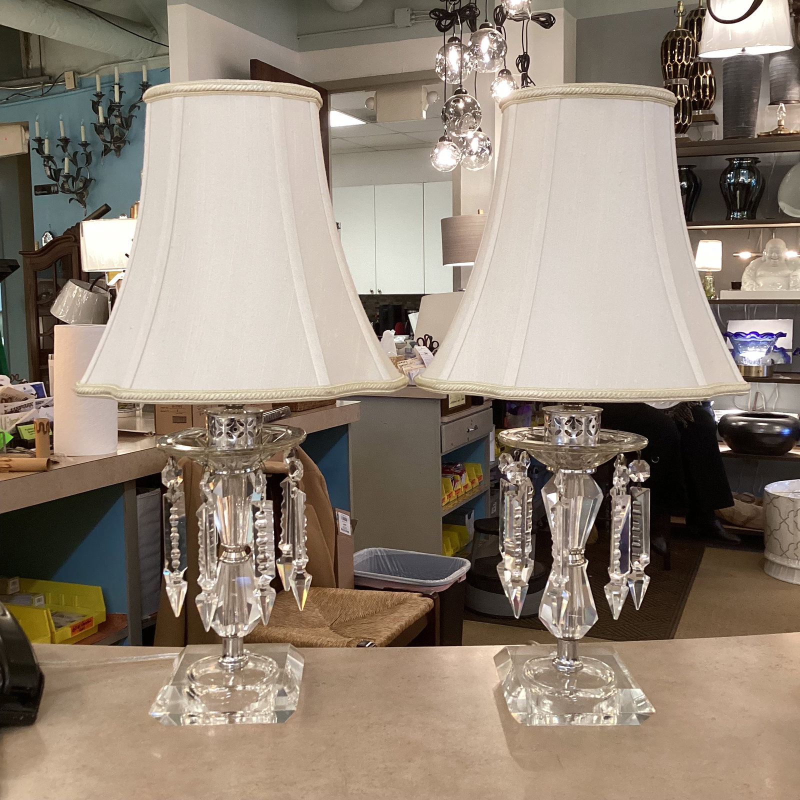 Pair of Vintage Crystal Prism Table Lamps – Fully Rewired - 5