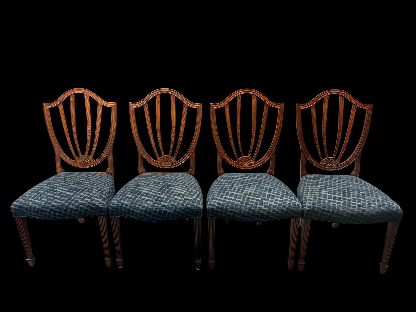 Late 20th Century Baker Furniture Historic Charleston Federal Style Carved Mahogany Shield Back Dini - 2