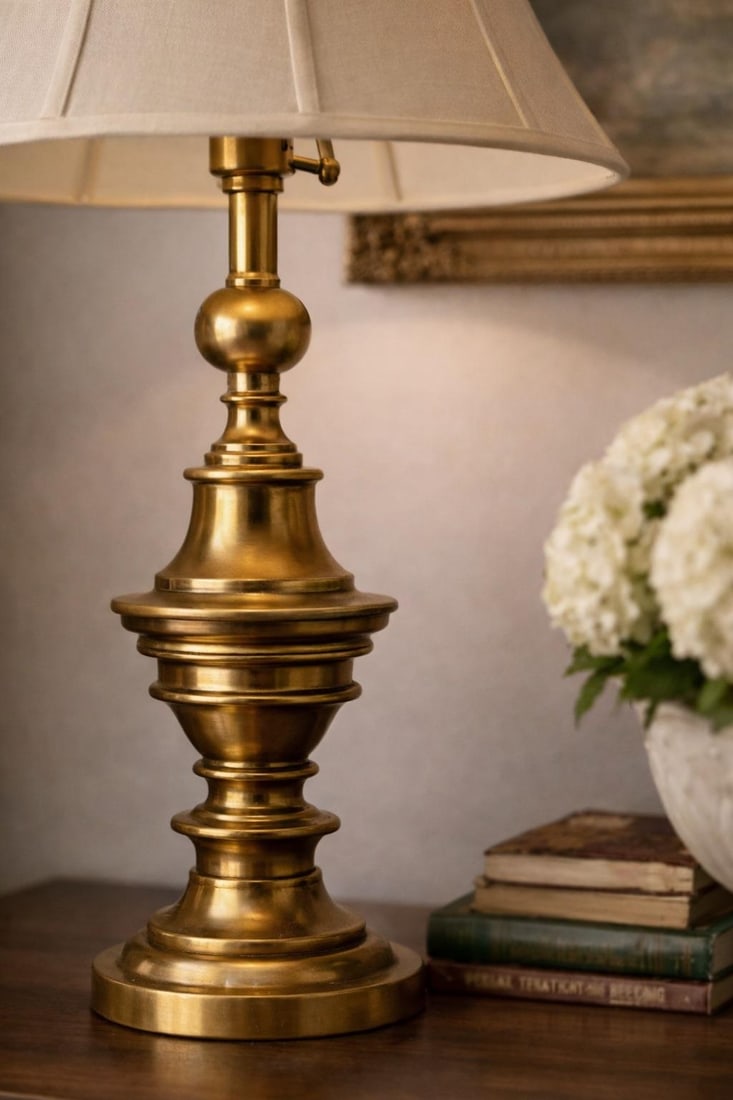 Vintage Solid Brass Table Lamps by Stiffel - a Pair - 7