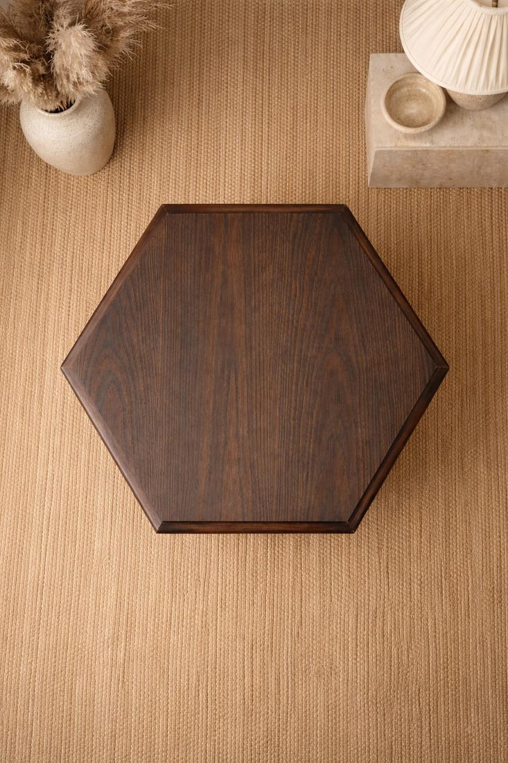 Vintage Hollywood Regency Hexagonal Carved Wood Accent Cabinet With Velvet Panels, C. 1970s | Elaine - 5