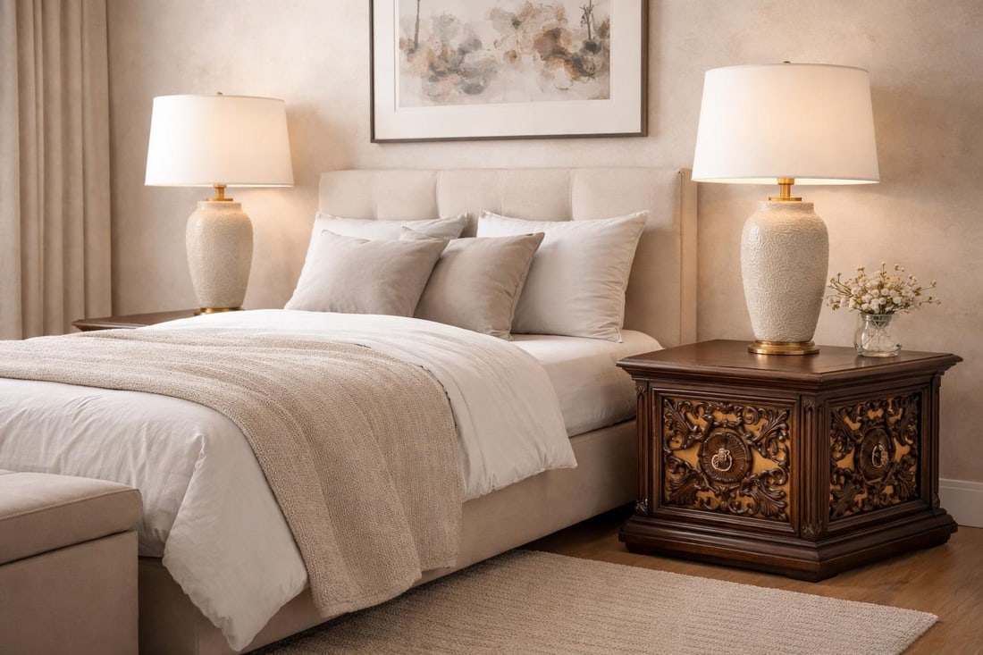 Vintage Hollywood Regency Hexagonal Carved Wood Accent Cabinet With Velvet Panels, C. 1970s | Elaine - 7